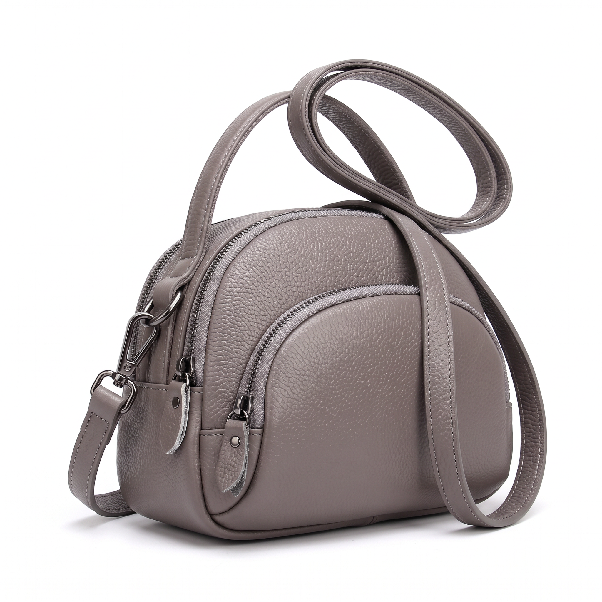 Sac CLEO gris, vue de trois-quarts