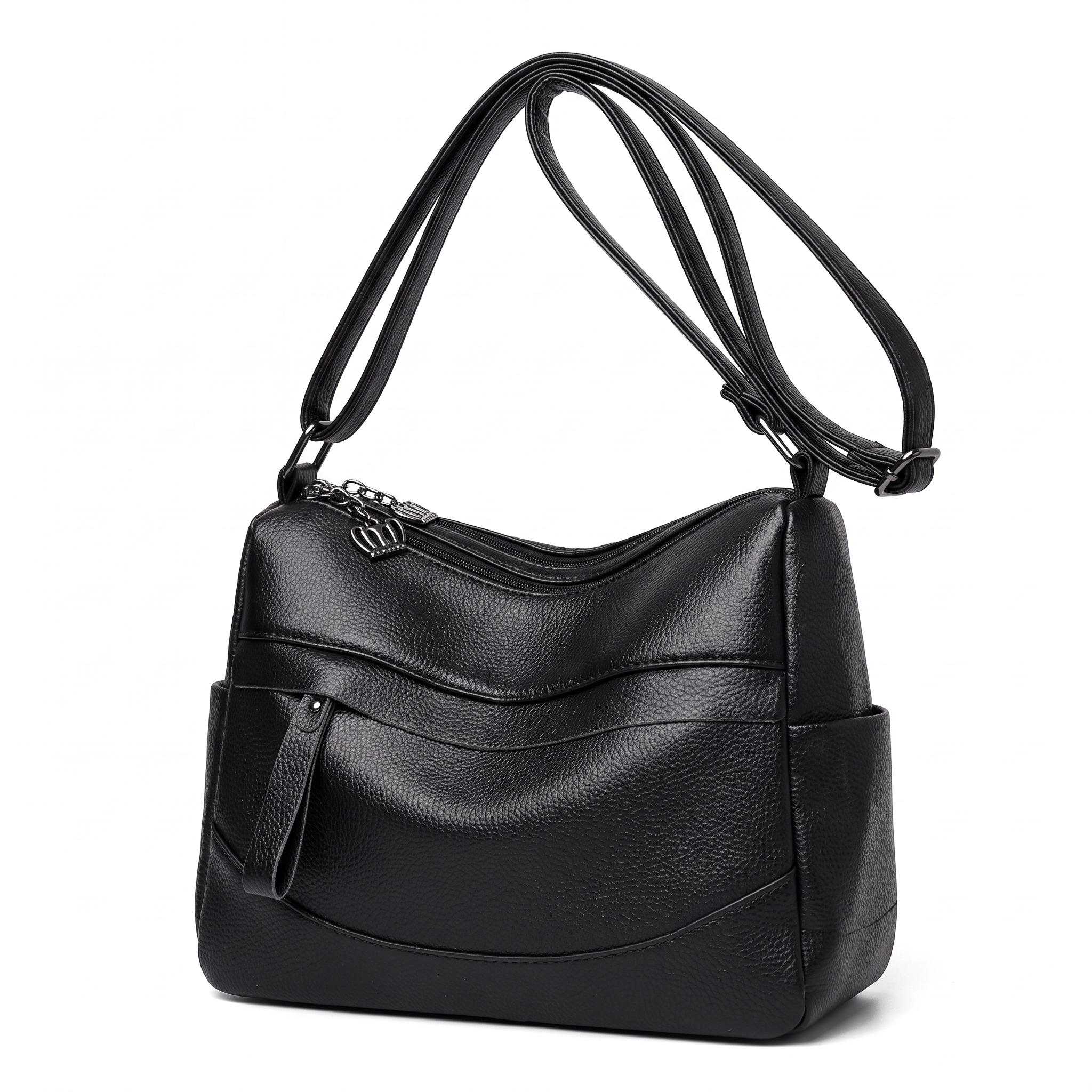 Sac EMMA noir, vue de trois-quarts