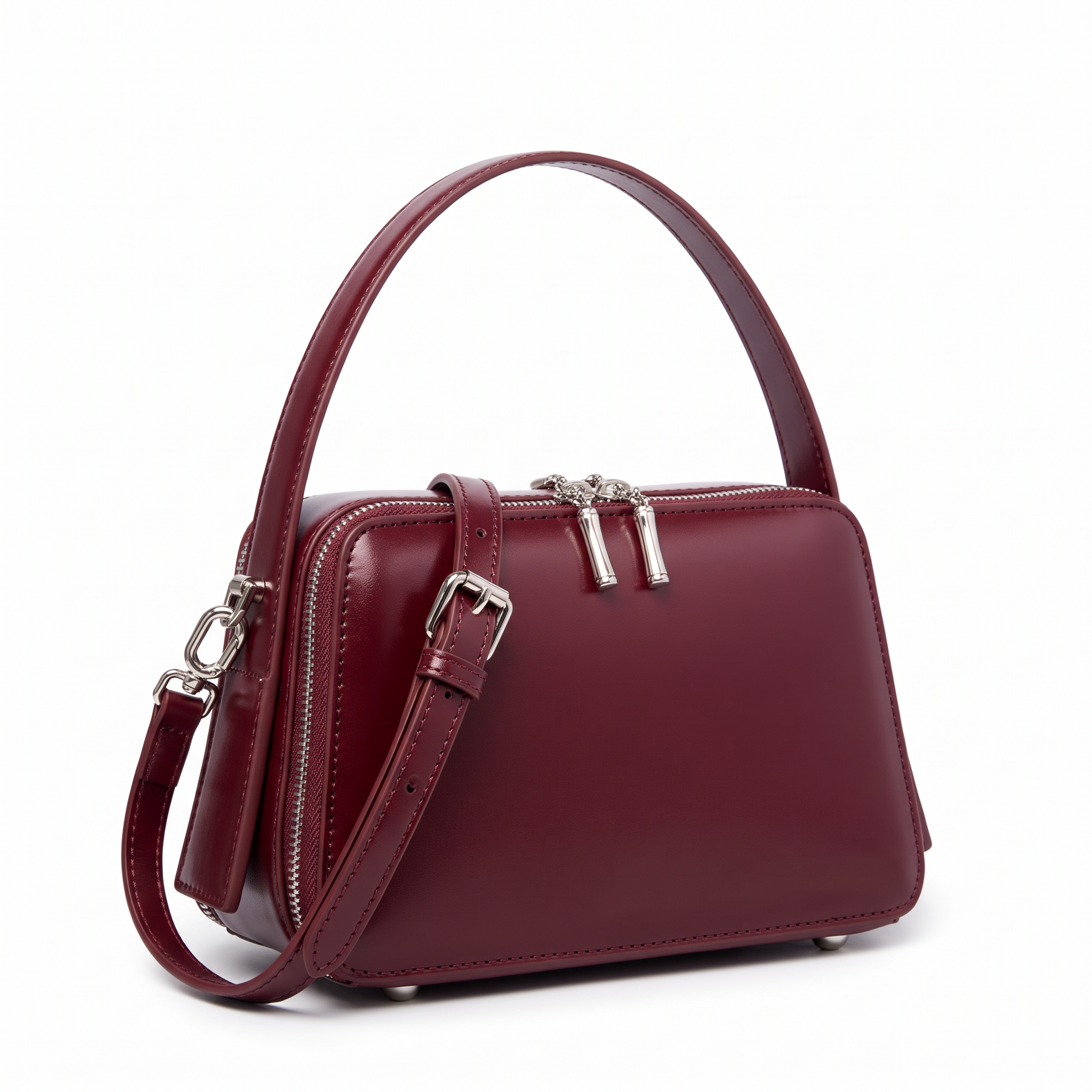 Sac BELLA bordeaux, vue de trois-quarts