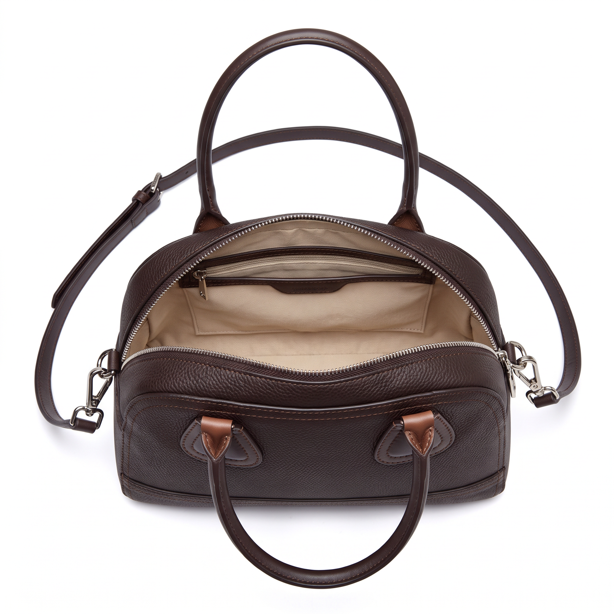 Sac YUKI marron foncé, intérieur