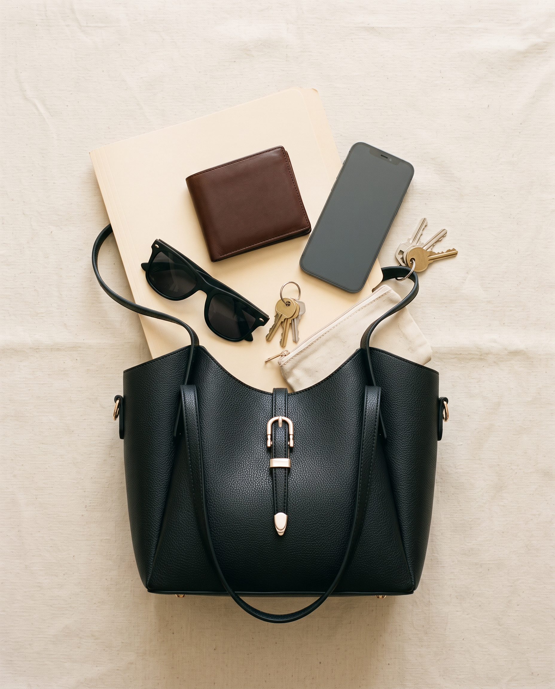 Sac cabas GIULIA noir, ce que le sac peut contenir
