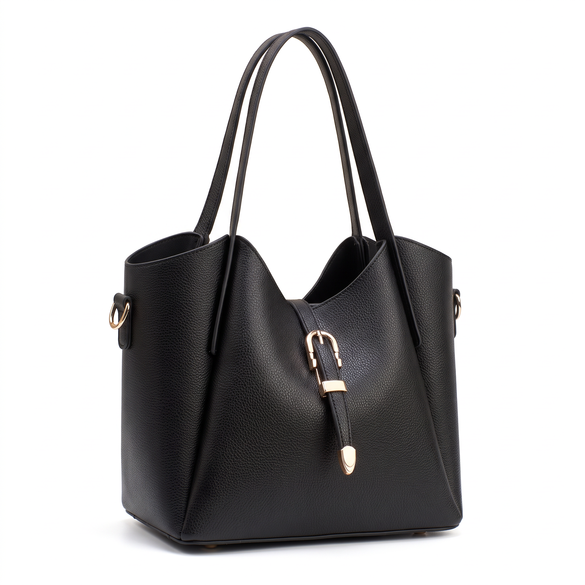 Sac cabas GIULIA noir, vue de trois-quarts