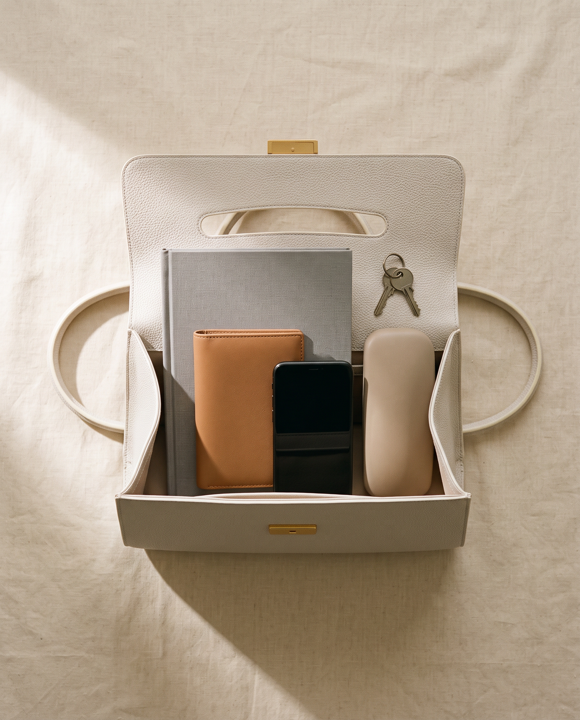 Sac à main MADISON crème, ce que le sac peut contenir