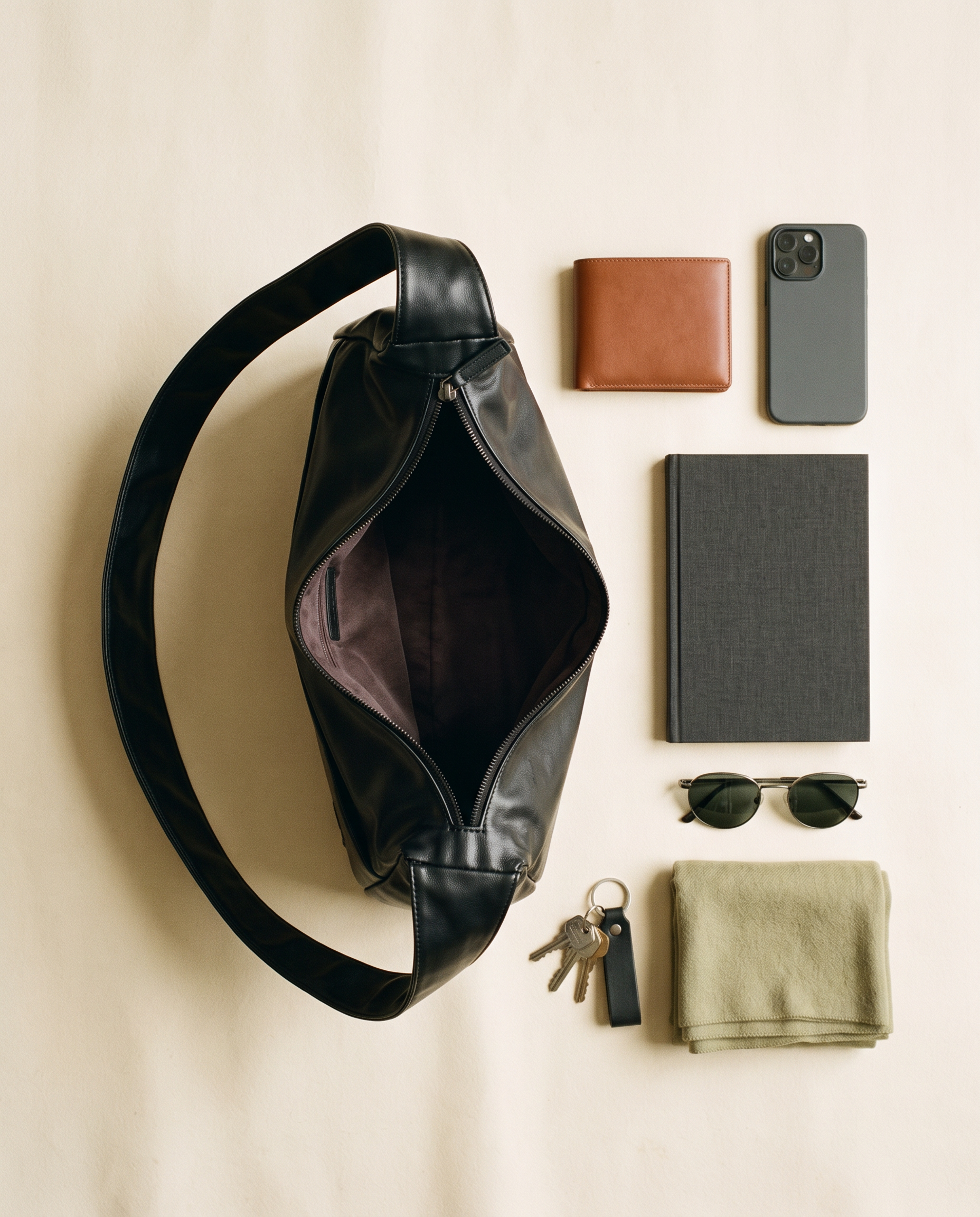 Sac hobo DAKOTA noir, ce que le sac peut contenir