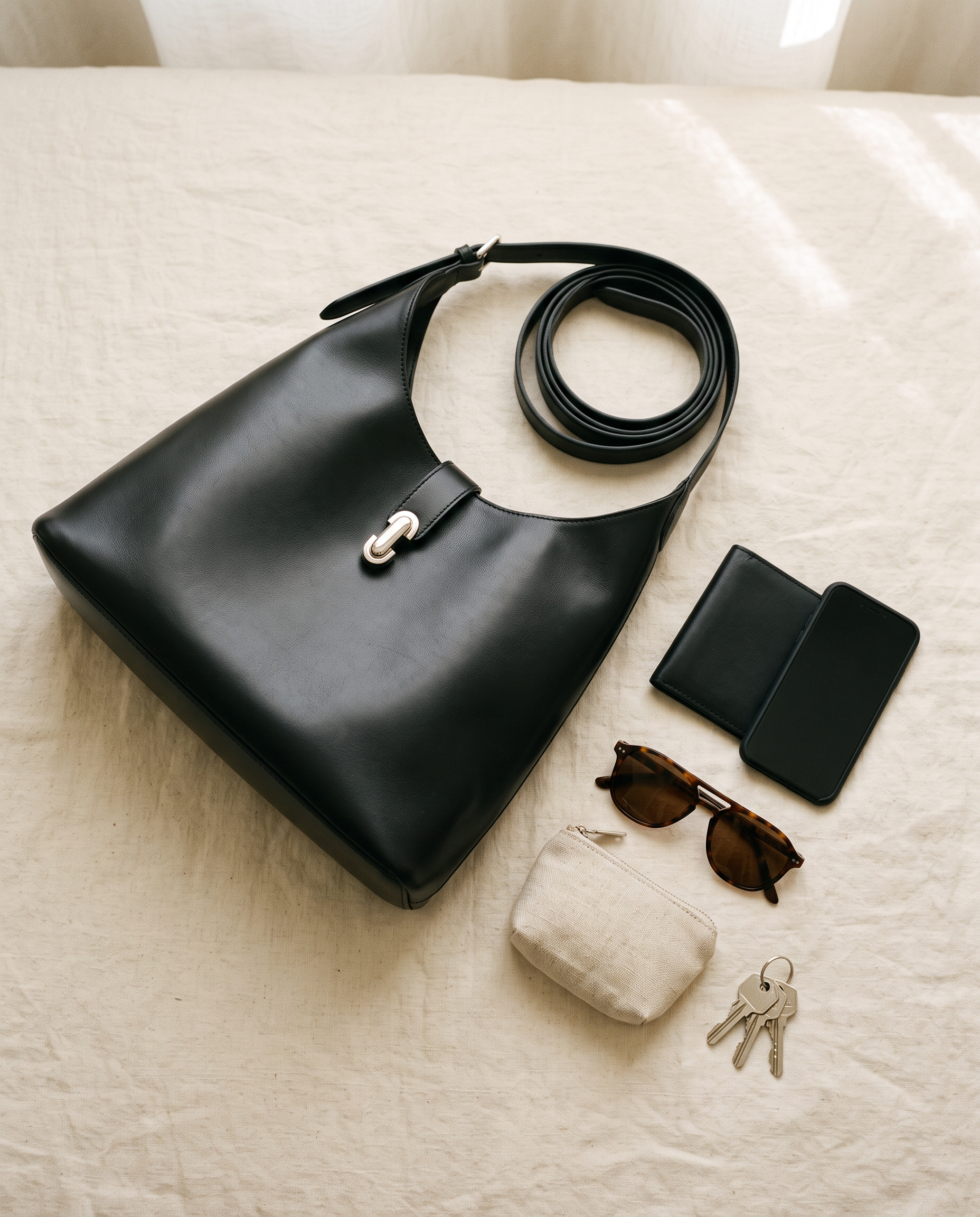 Sac hobo CARMEN noir, ce que le sac peut contenir