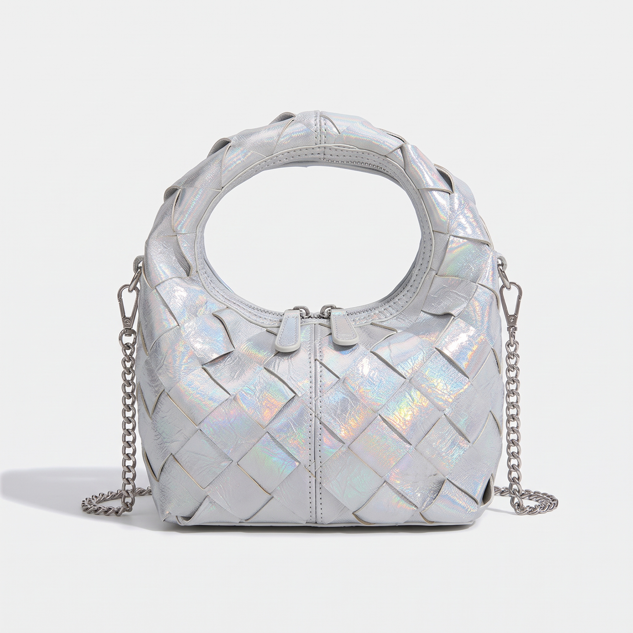 Mini sac AURORA argent, vue de face