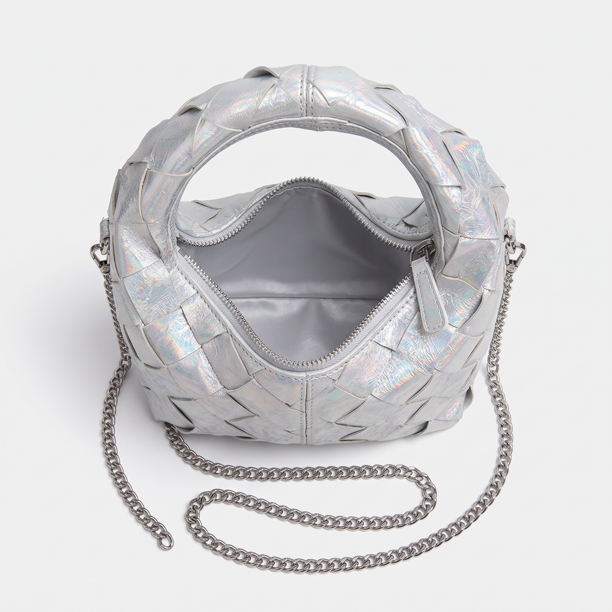 Mini sac AURORA argent, intérieur