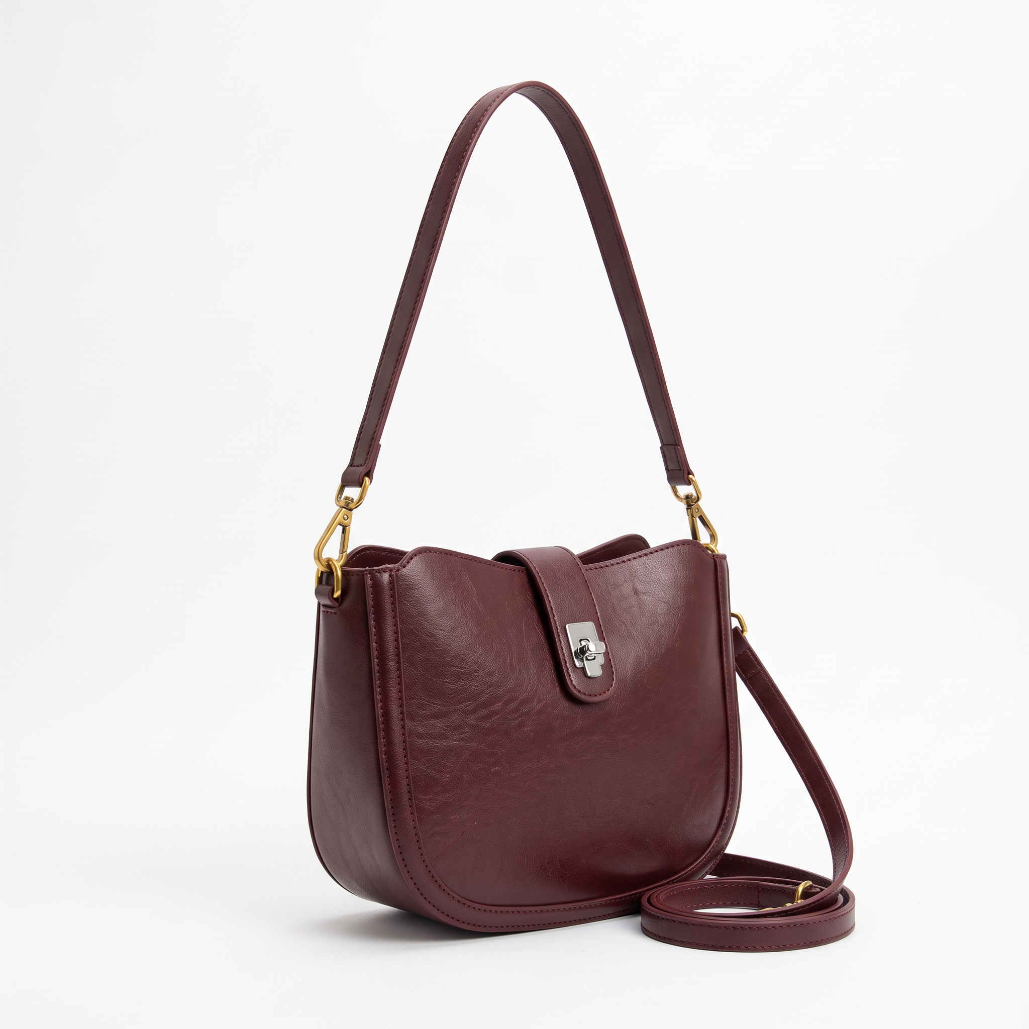 Sac CHIARA bordeaux, vue de trois-quarts
