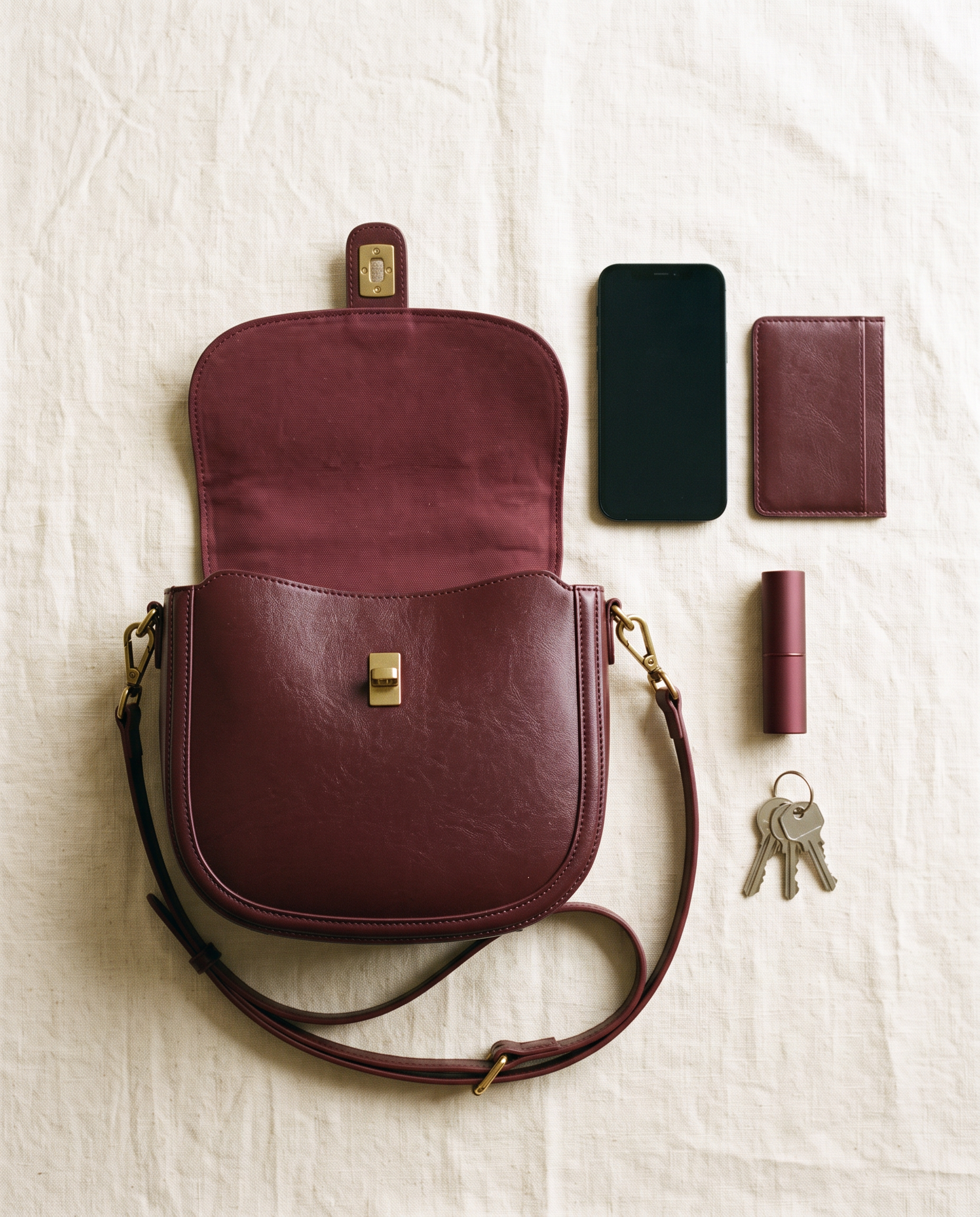 Sac CHIARA bordeaux, ce que le sac peut contenir