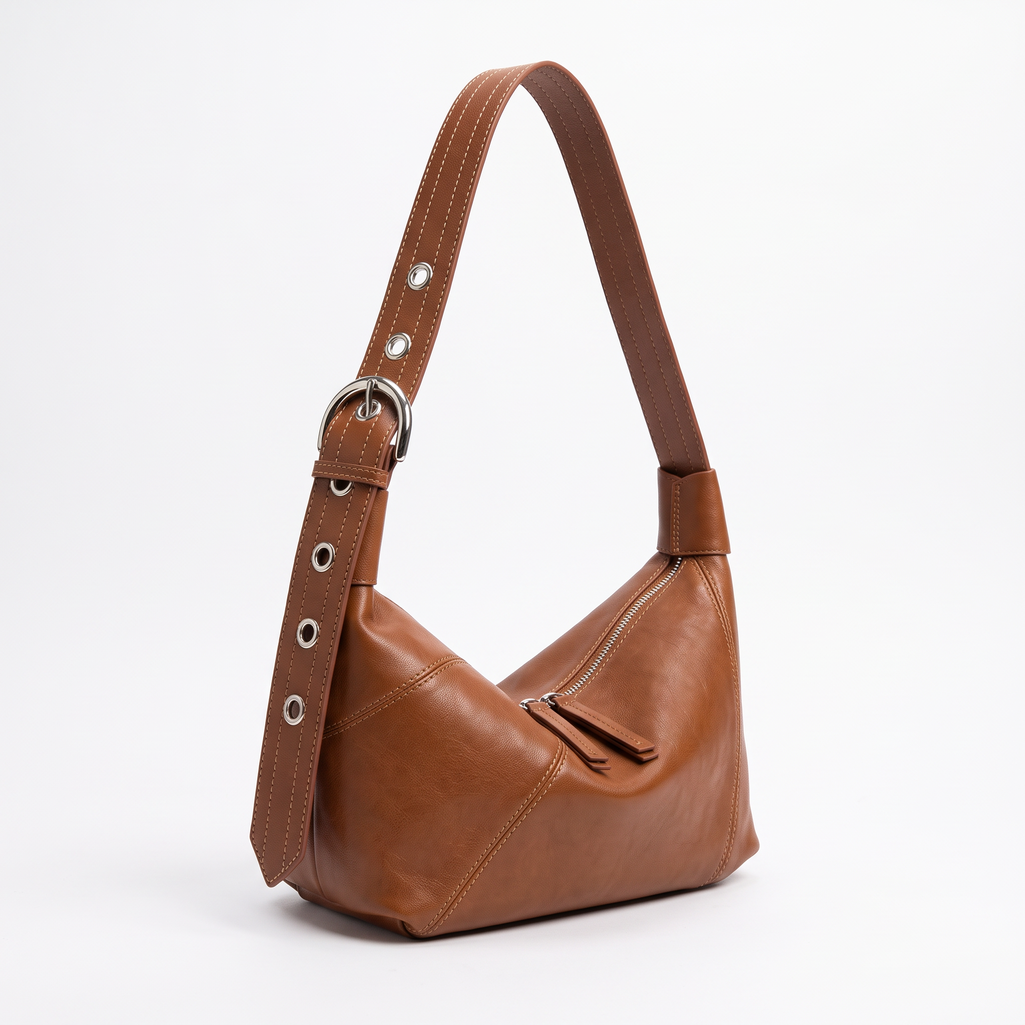 Sac FRIDA marron, vue de trois-quarts