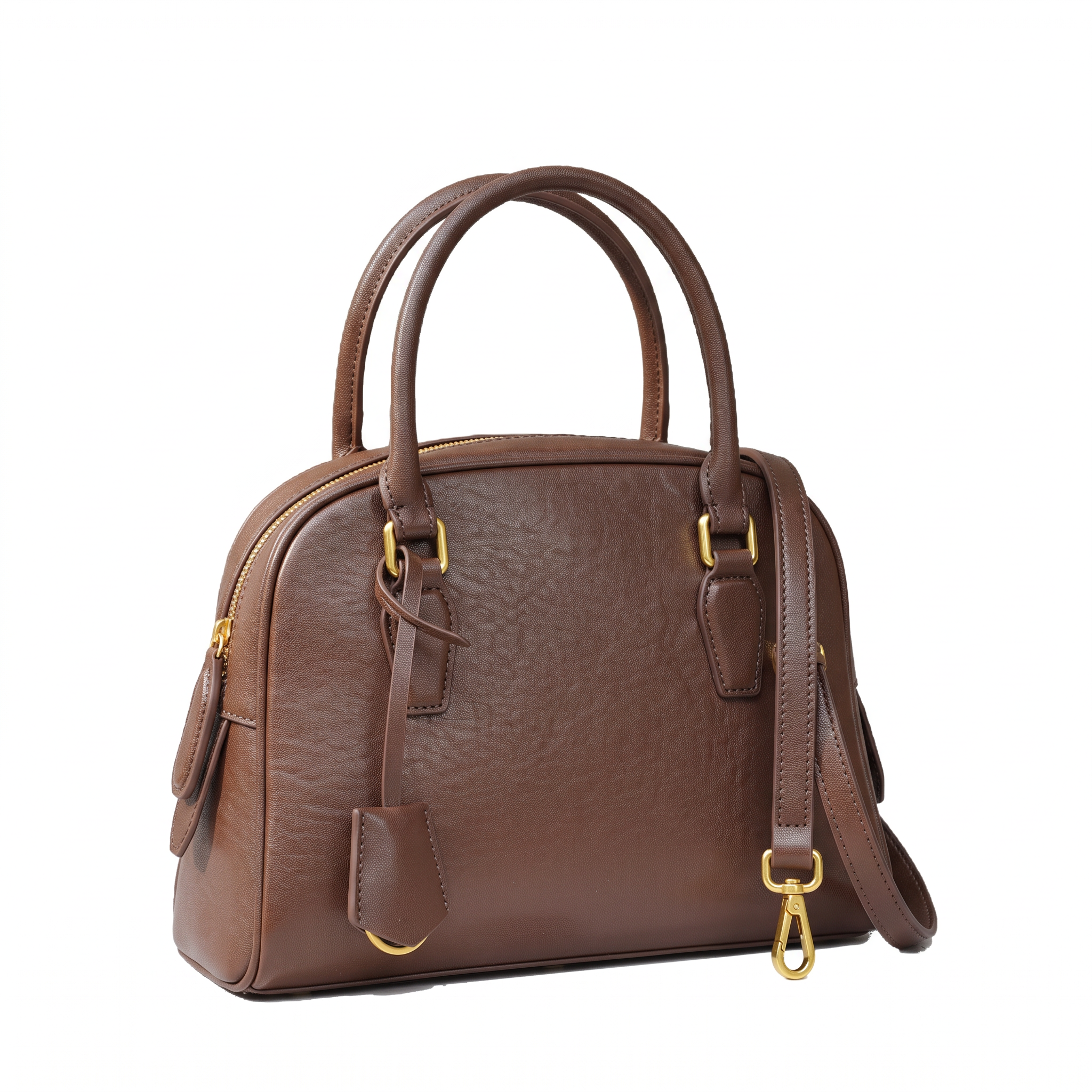 Sac IMANI marron, vue de trois-quarts