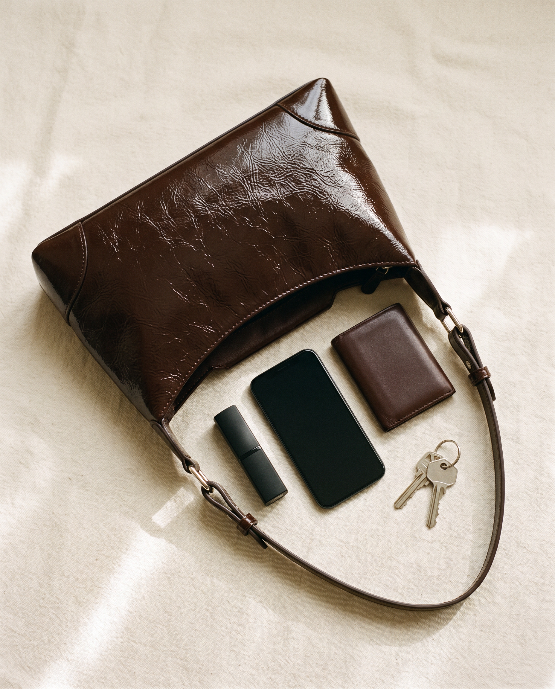 Sac JOANA marron foncé, ce que le sac peut contenir