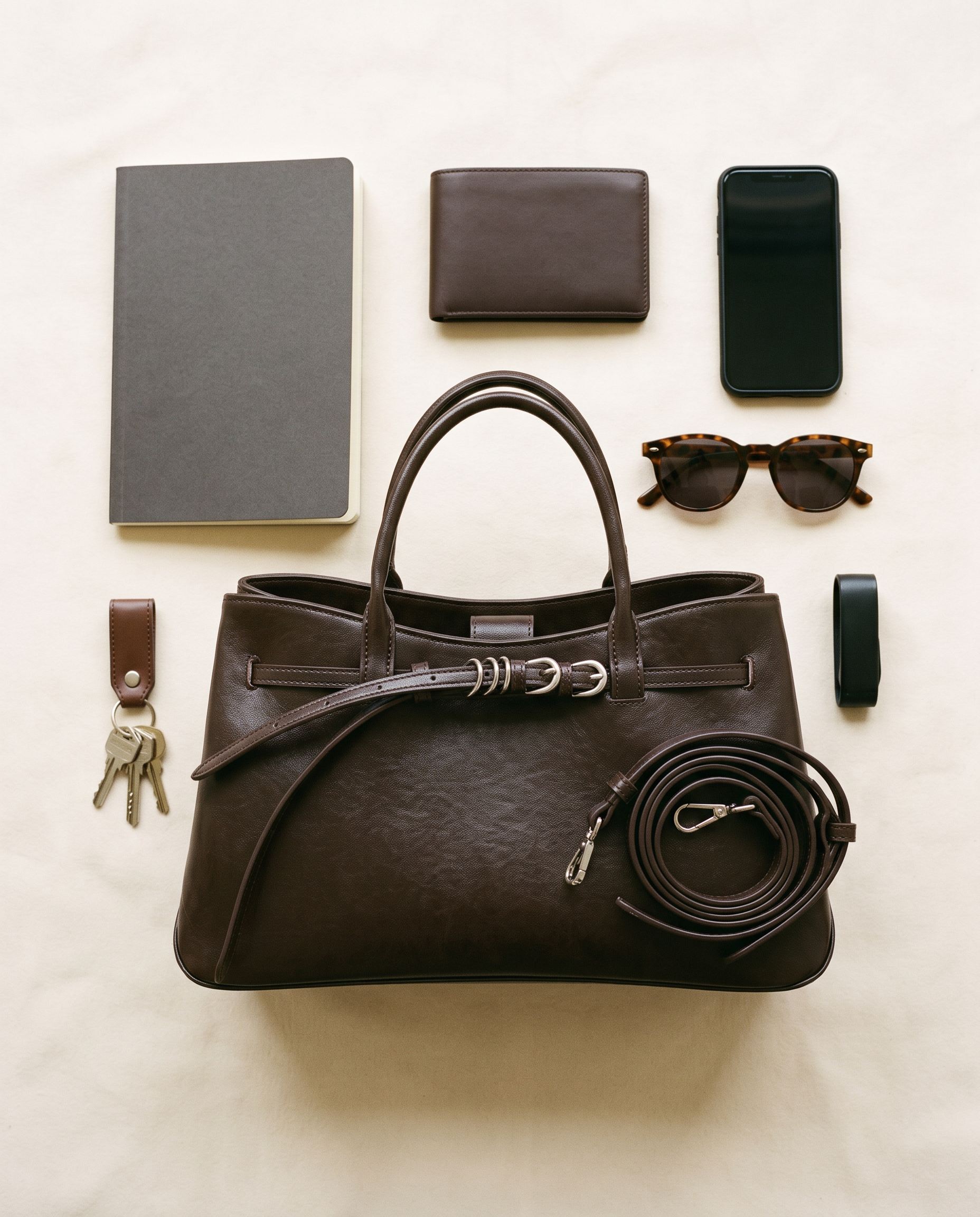 Cabas KEIKO marron foncé, ce que le sac peut contenir
