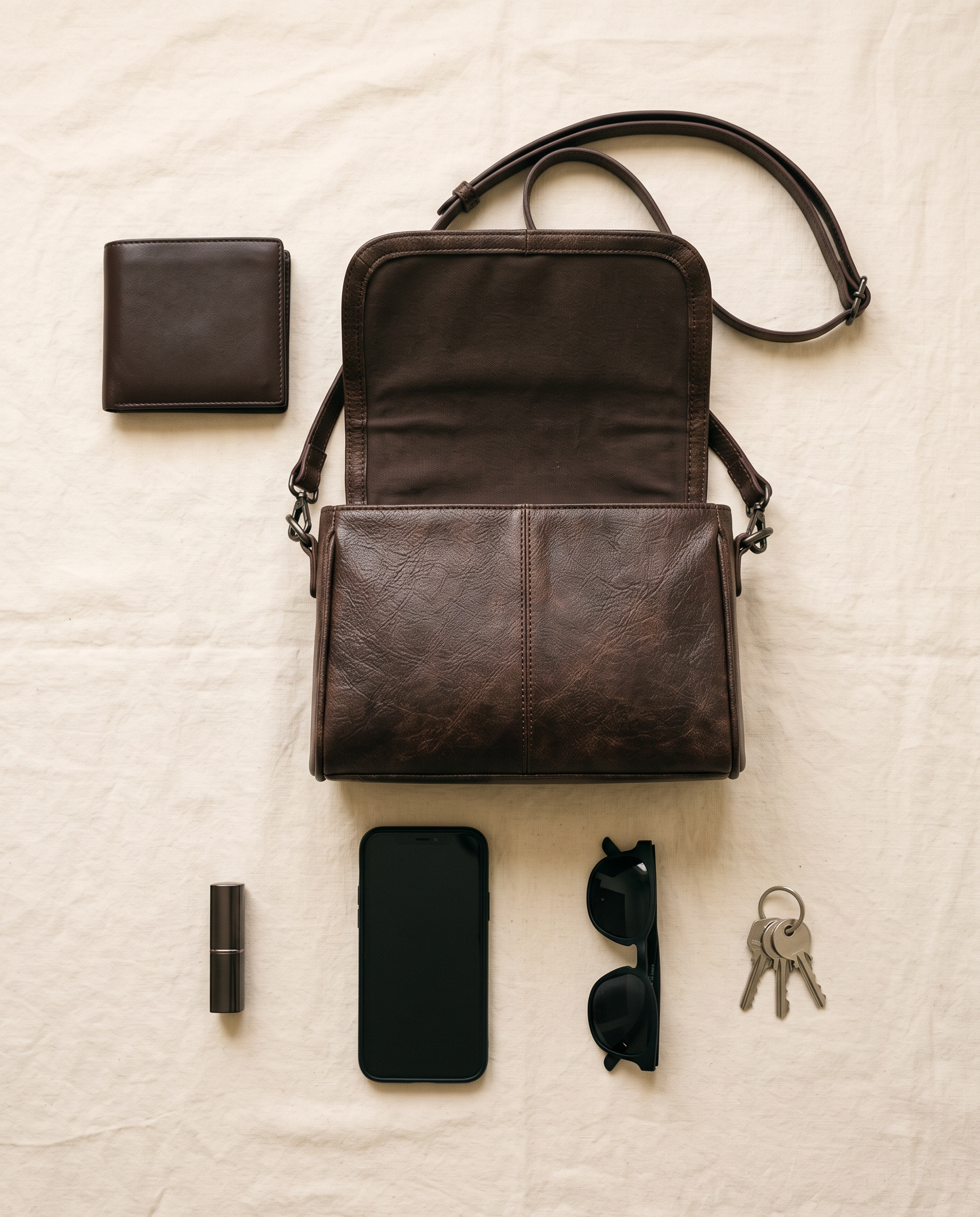 Sac YASMIN marron, ce que le sac peut contenir