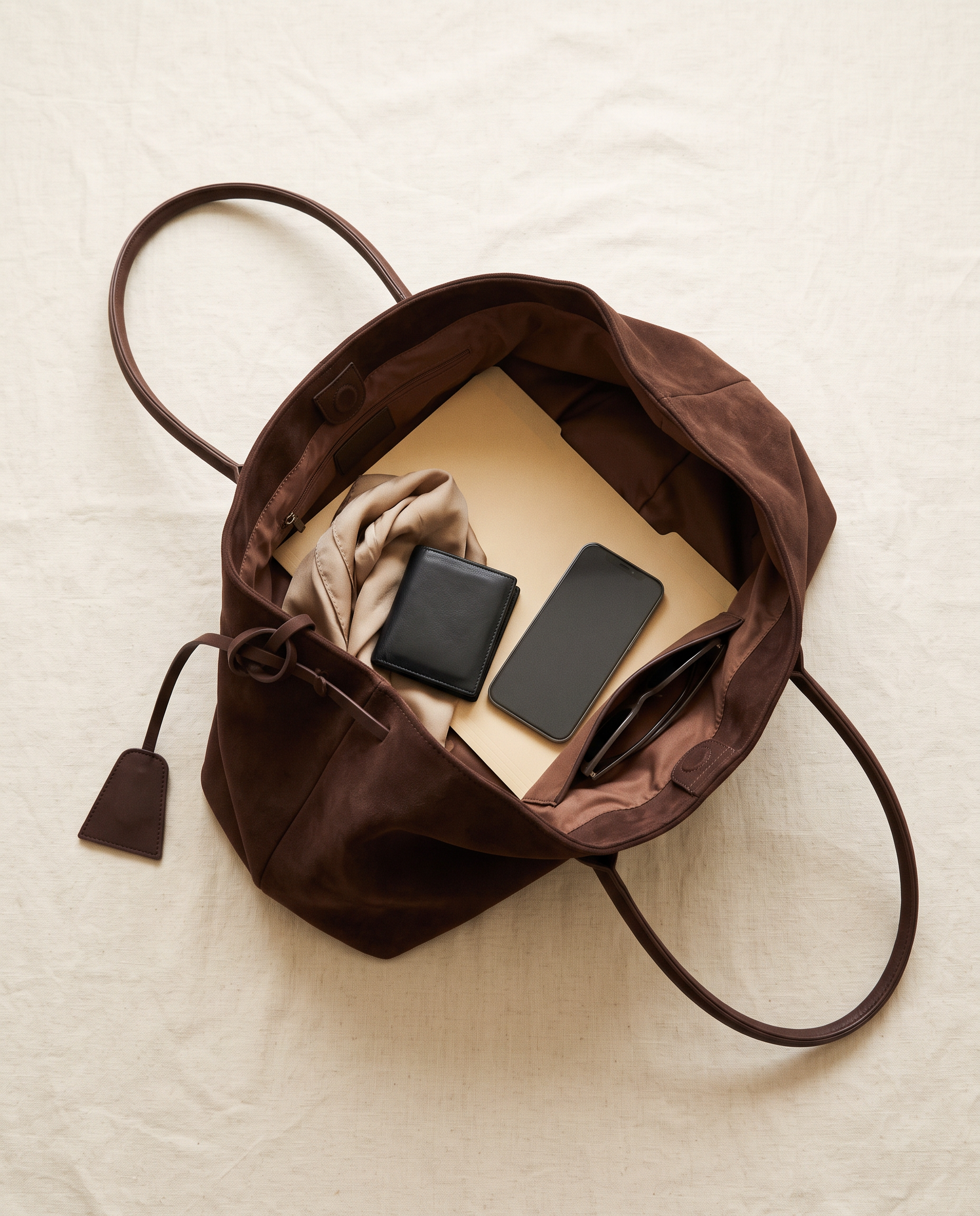 Cabas RAFAELA marron foncé, ce que le sac peut contenir