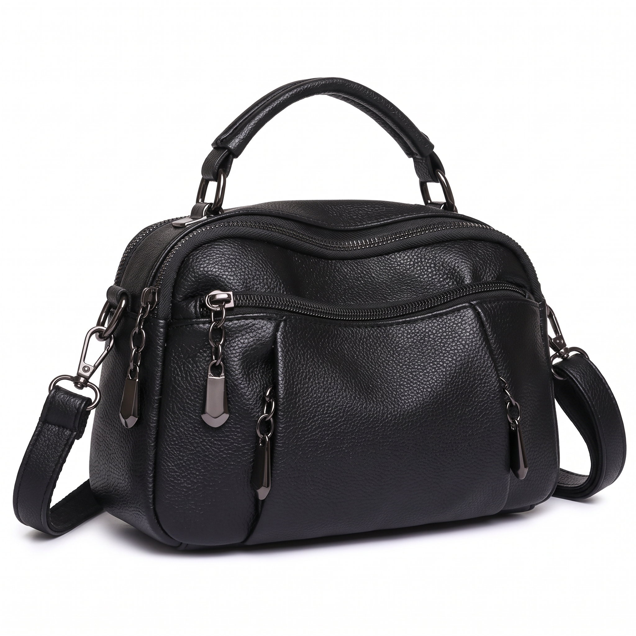 Sac TALIA noir, vue de trois-quarts