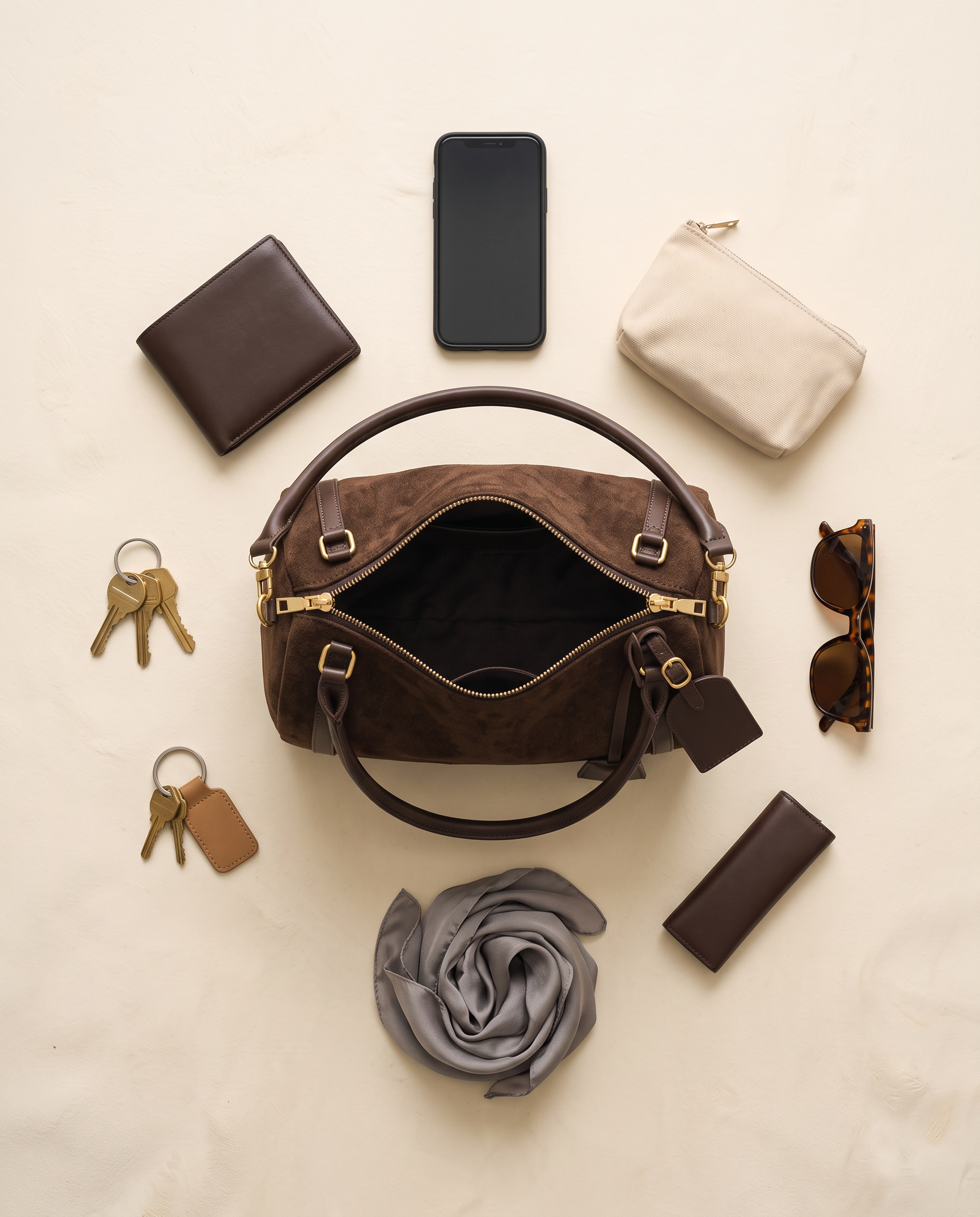 Sac VERA marron foncé, ce que le sac peut contenir