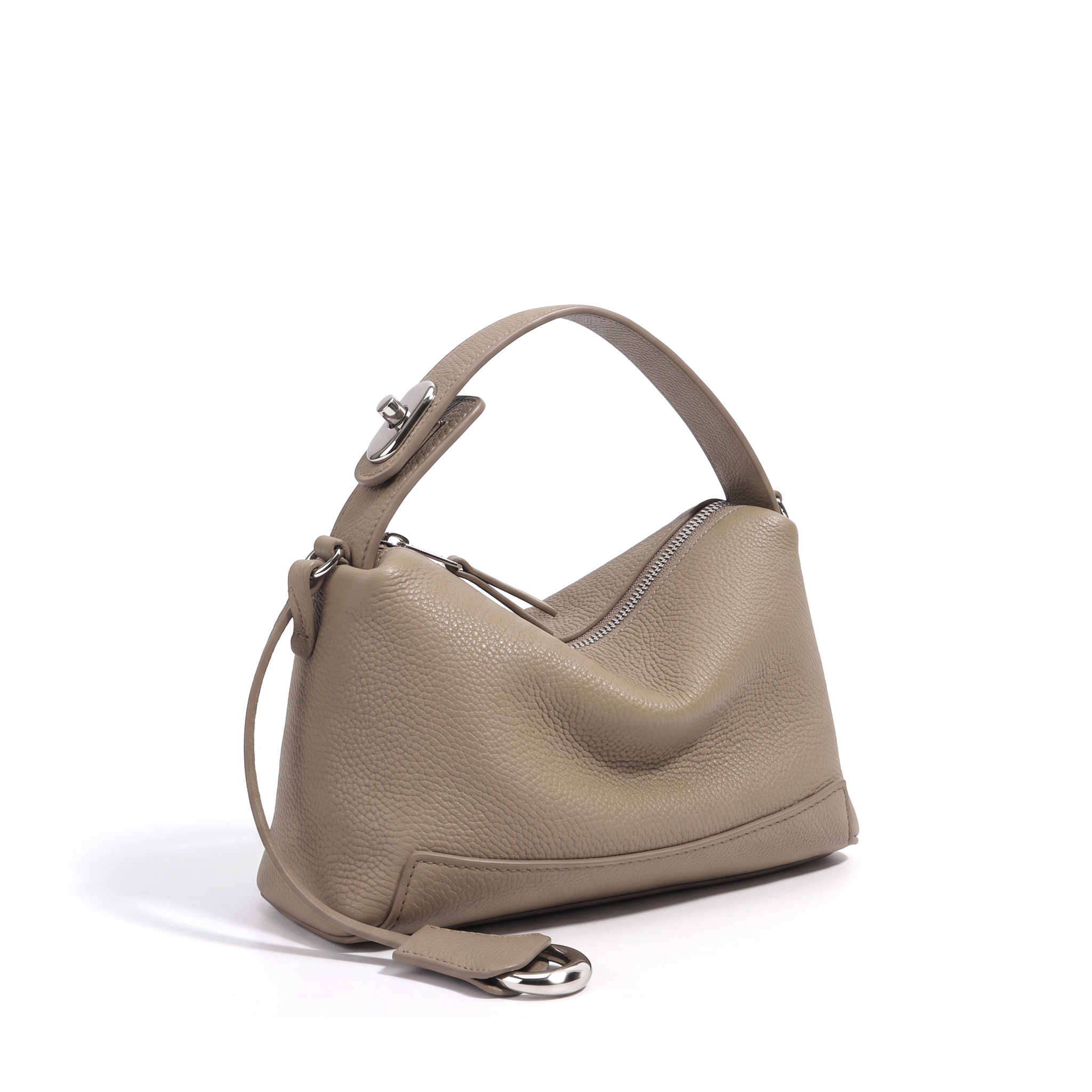 Sac ANAÏS taupe, vue de trois-quarts