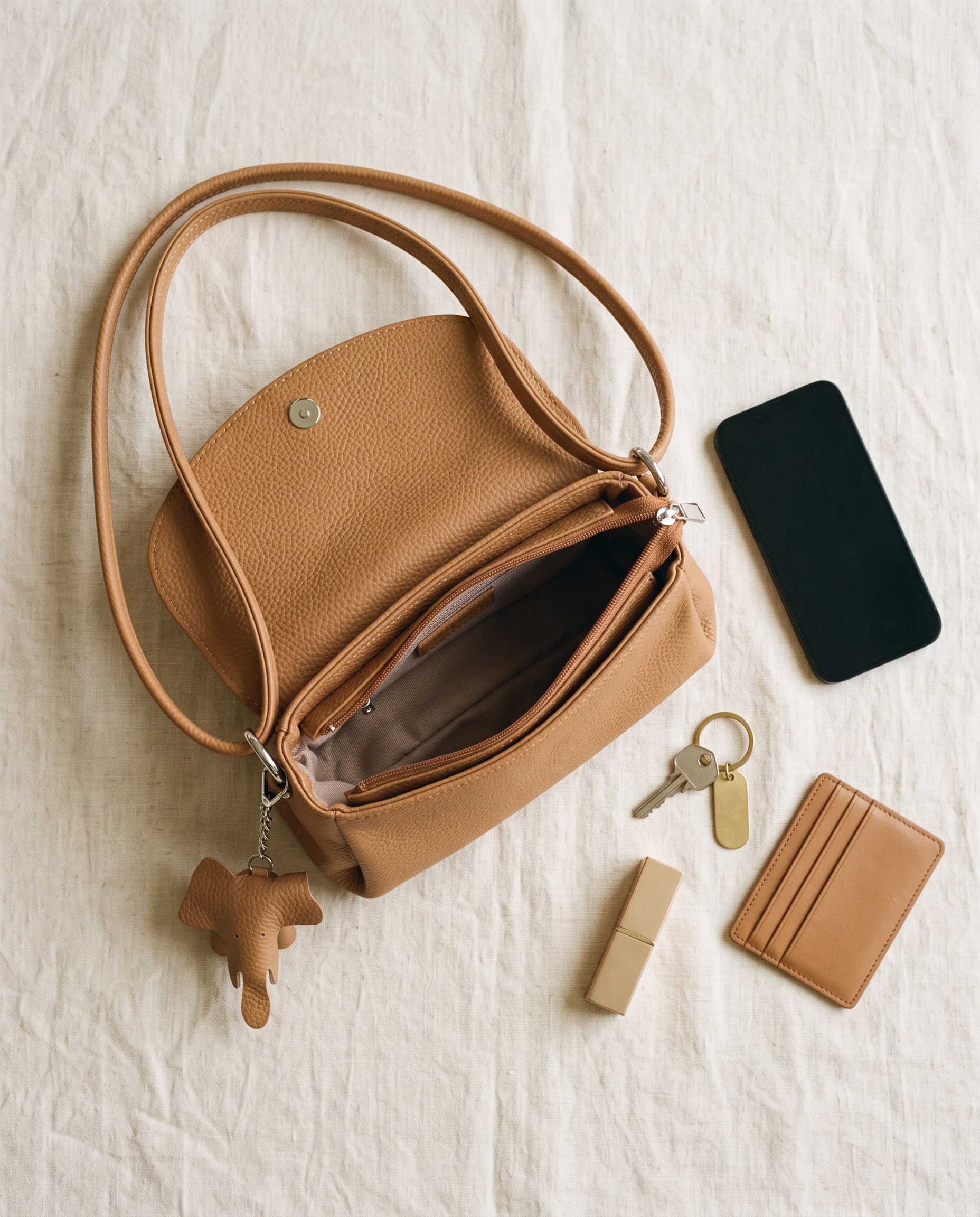 Sac CORA camel, ce que le sac peut contenir