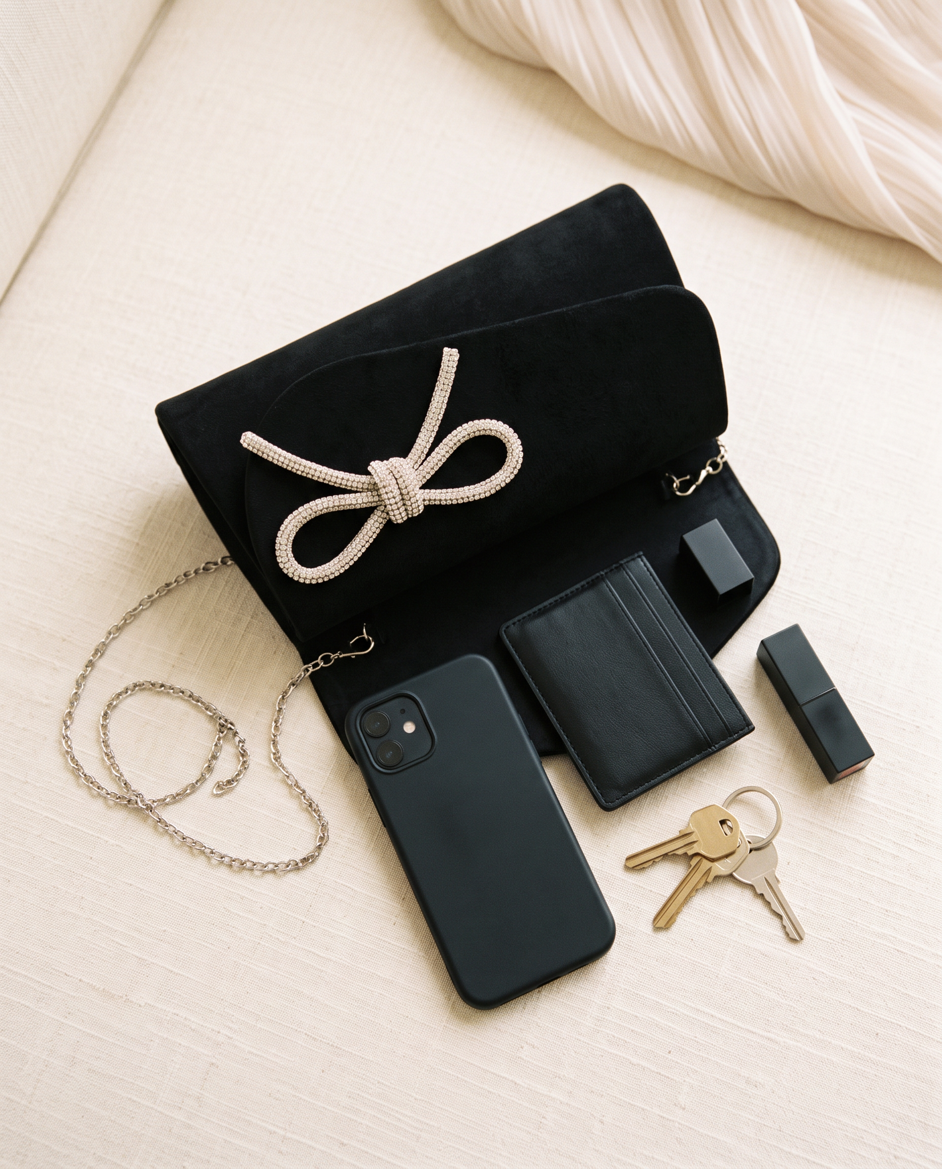 Pochette GALA noir, ce que le sac peut contenir