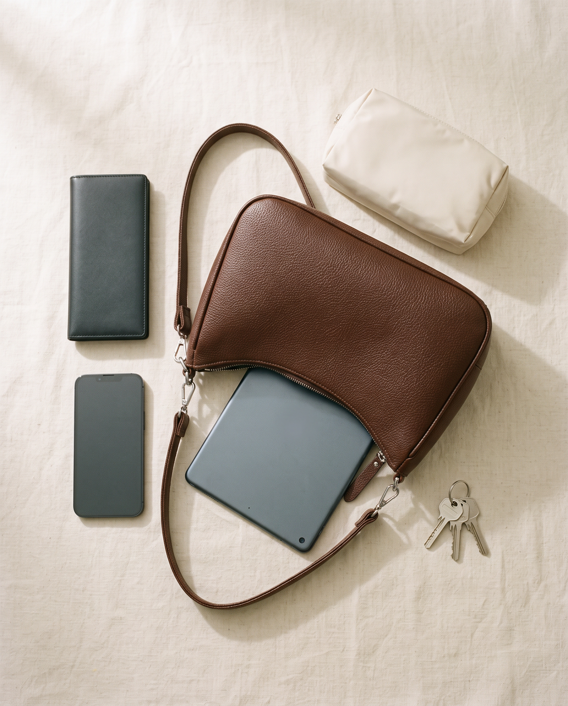 Sac DALIA marron foncé, ce que le sac peut contenir