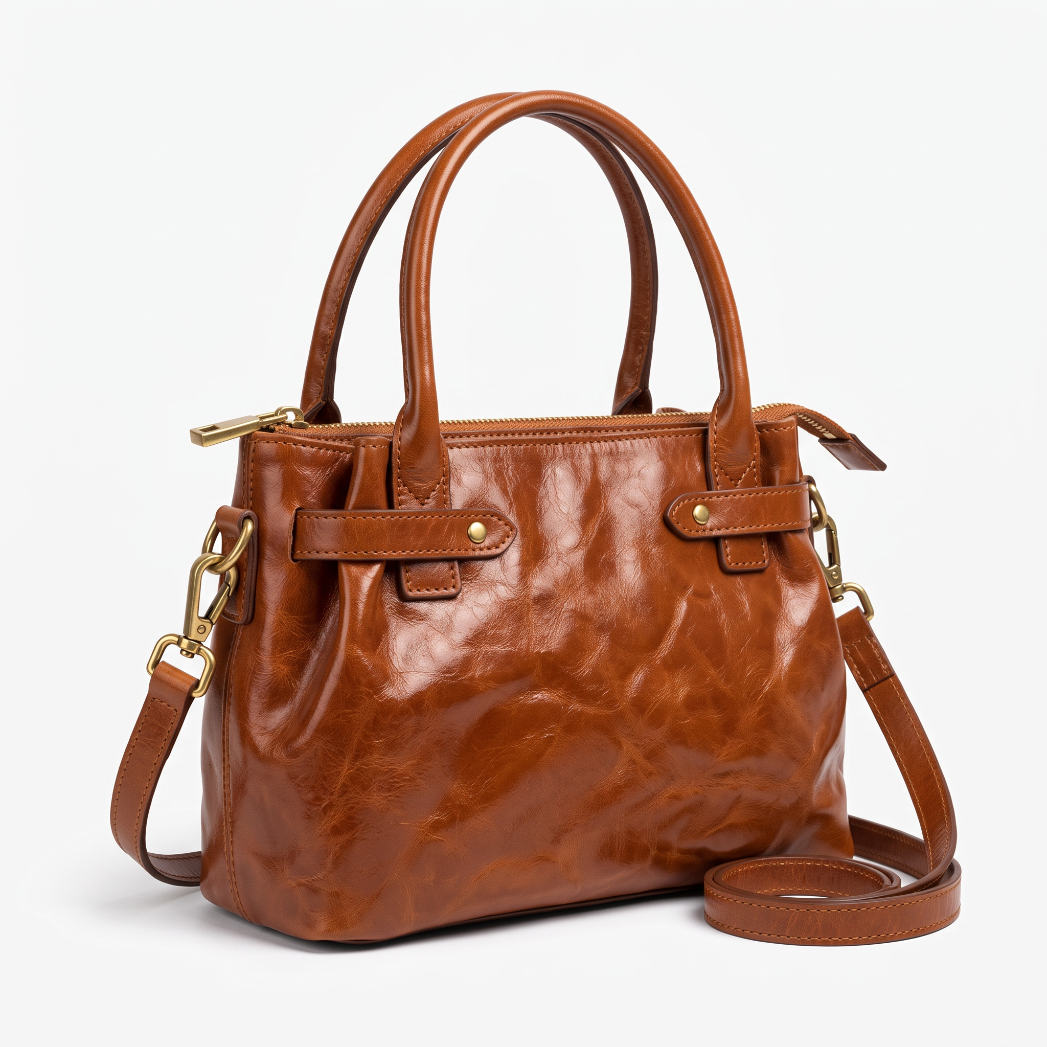 Sac FLORA camel, vue de trois-quarts