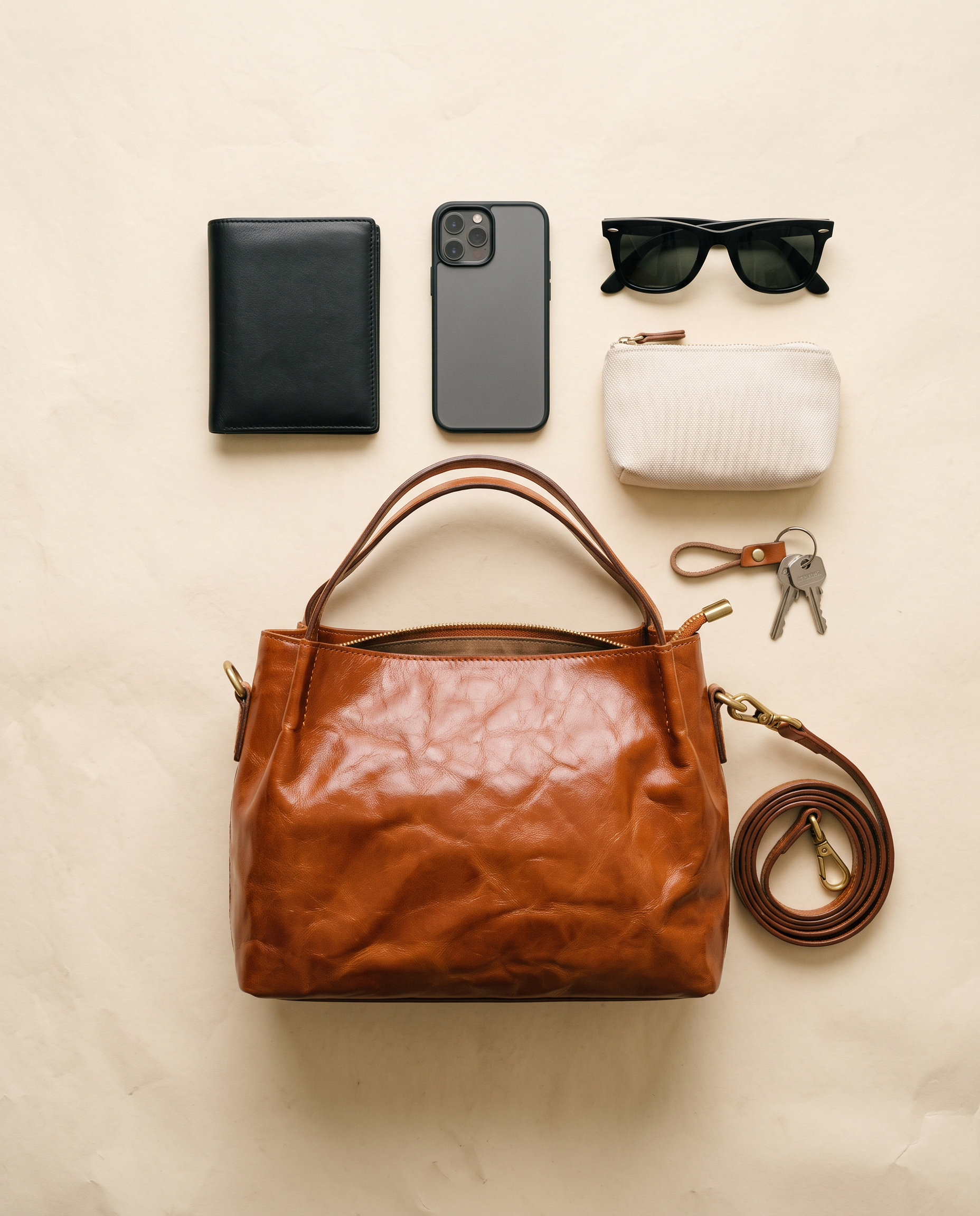 Sac FLORA camel, ce que le sac peut contenir