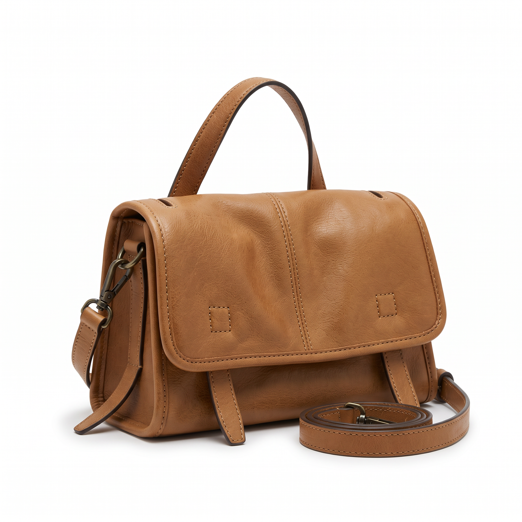 Sac HANNA camel, vue de trois-quarts