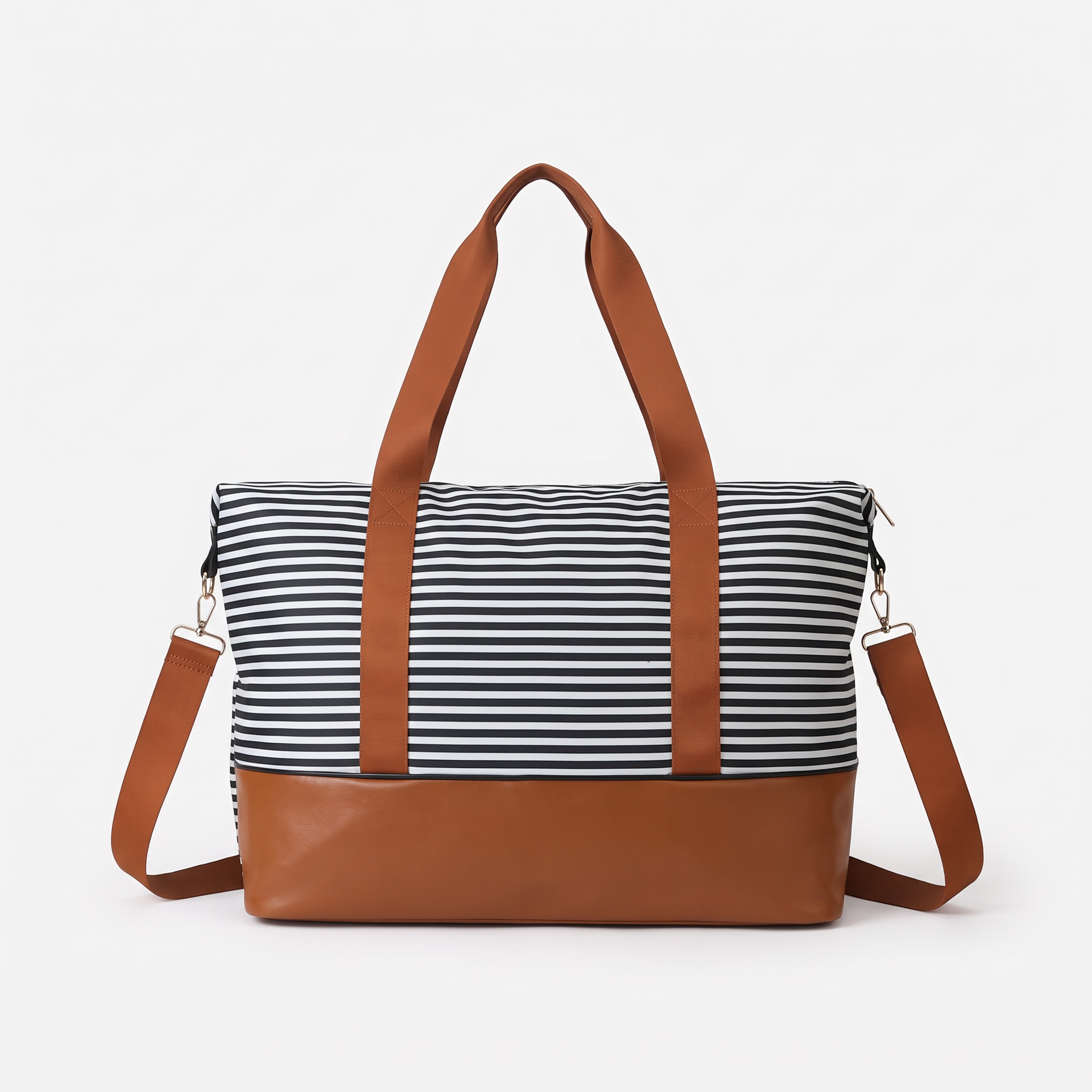 Sac de voyage LOUISE rayé noir et blanc, vue de dos