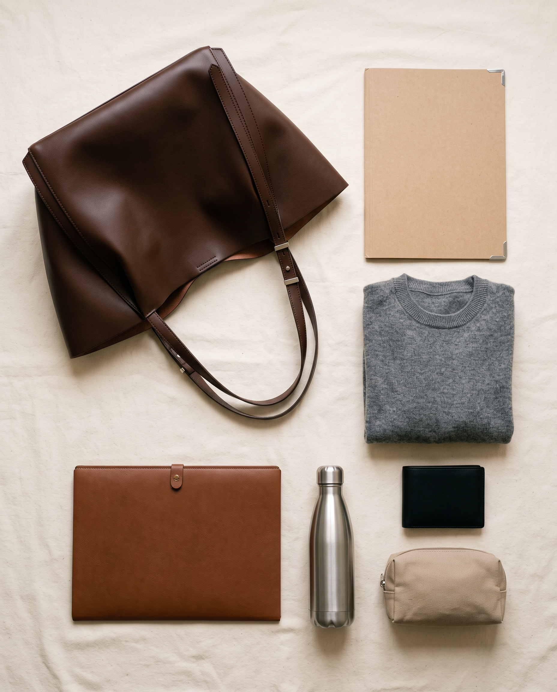 Cabas MAUD marron foncé, ce que le sac peut contenir