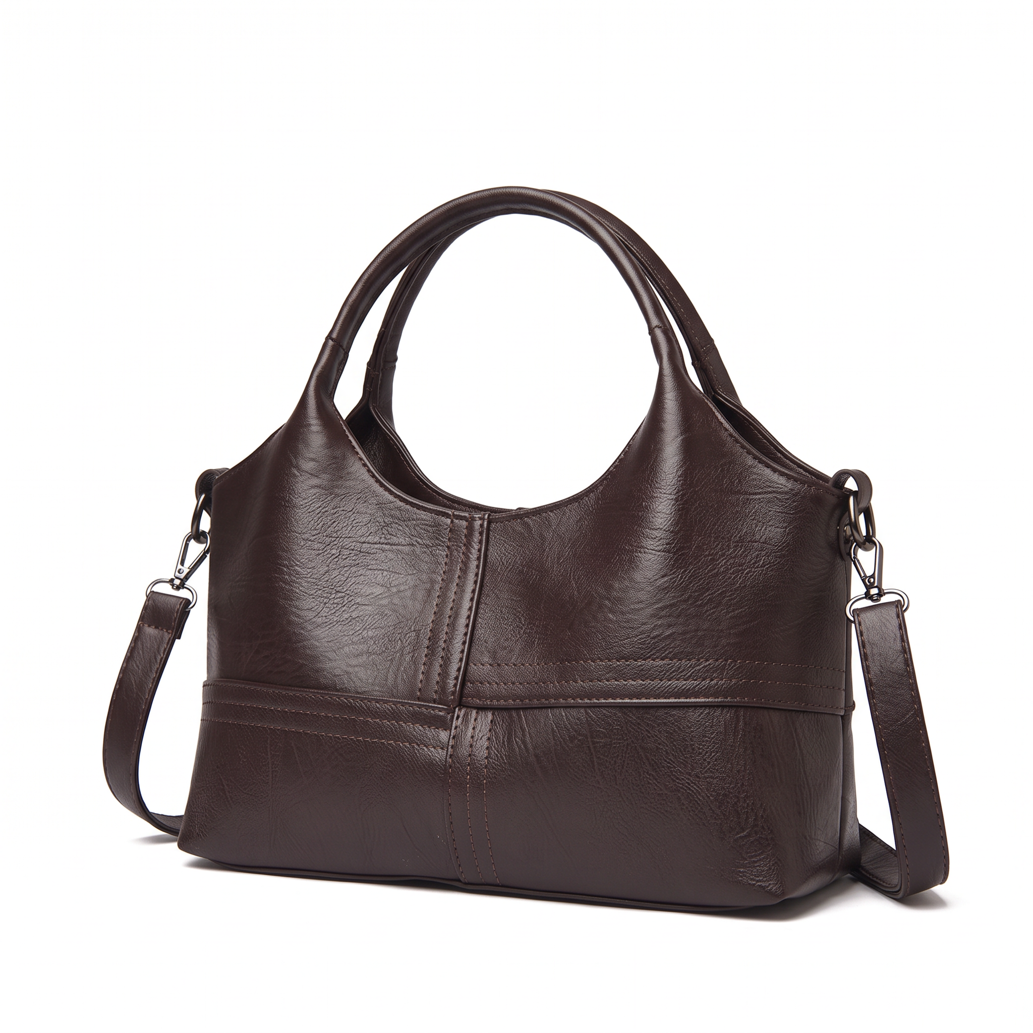Sac JULIA marron foncé, vue de trois-quarts