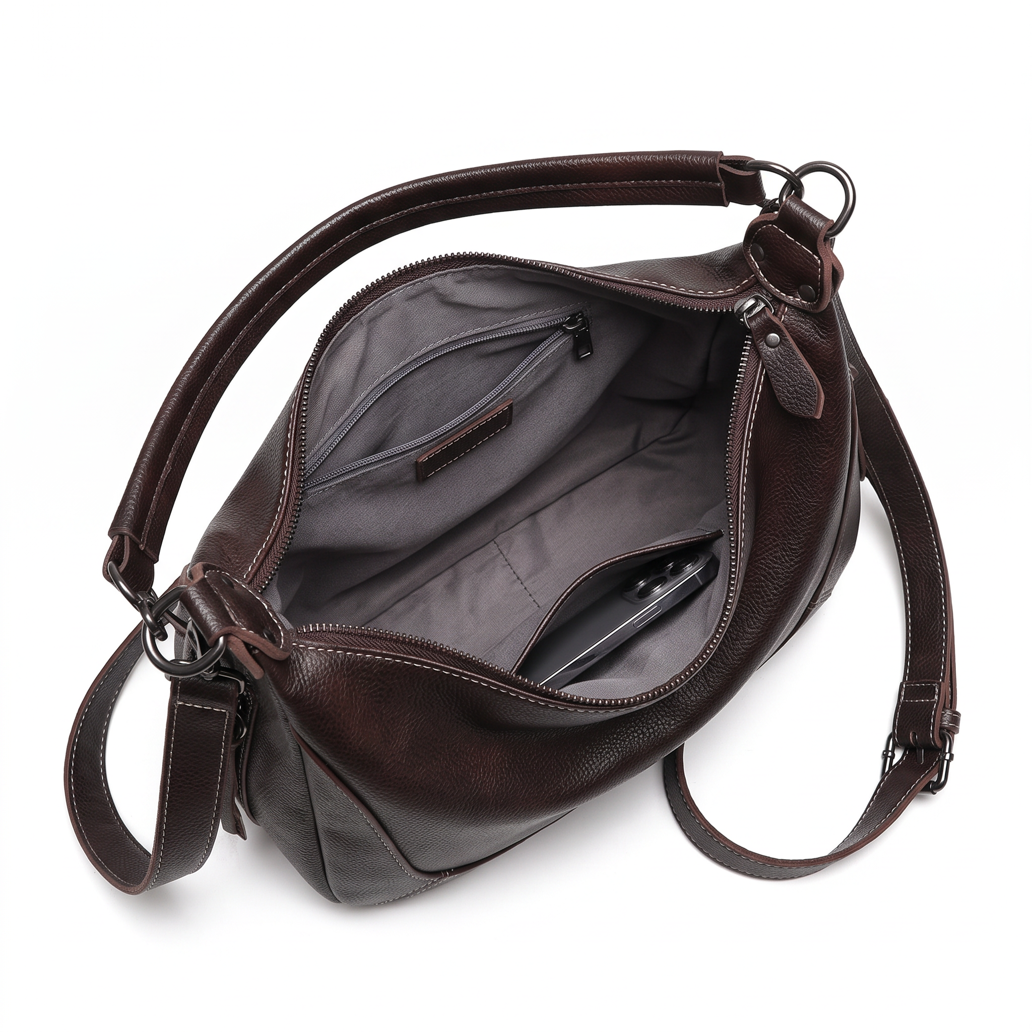 Sac LUCIE marron foncé, intérieur