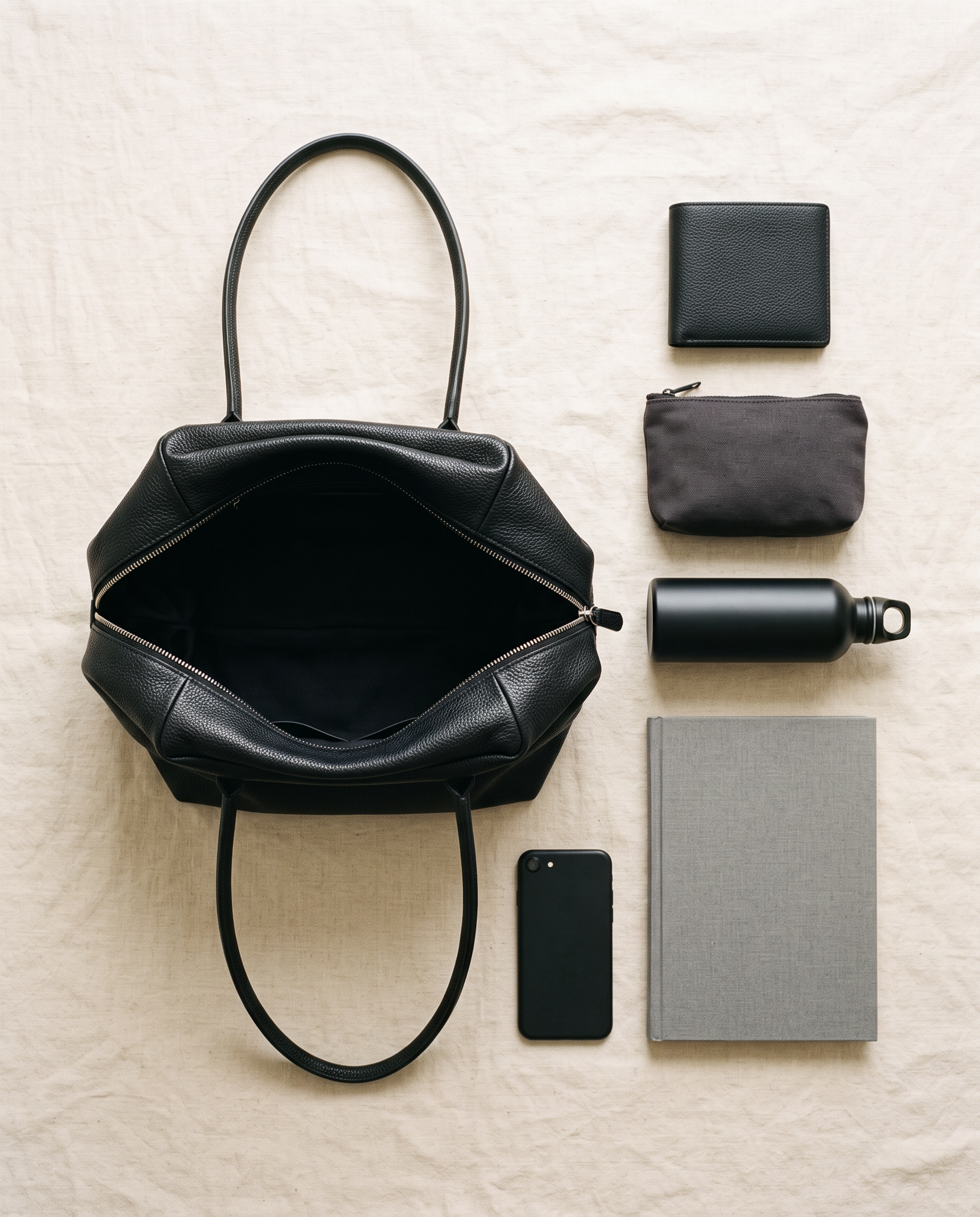 Cabas CLÉMENCE noir, ce que le sac peut contenir