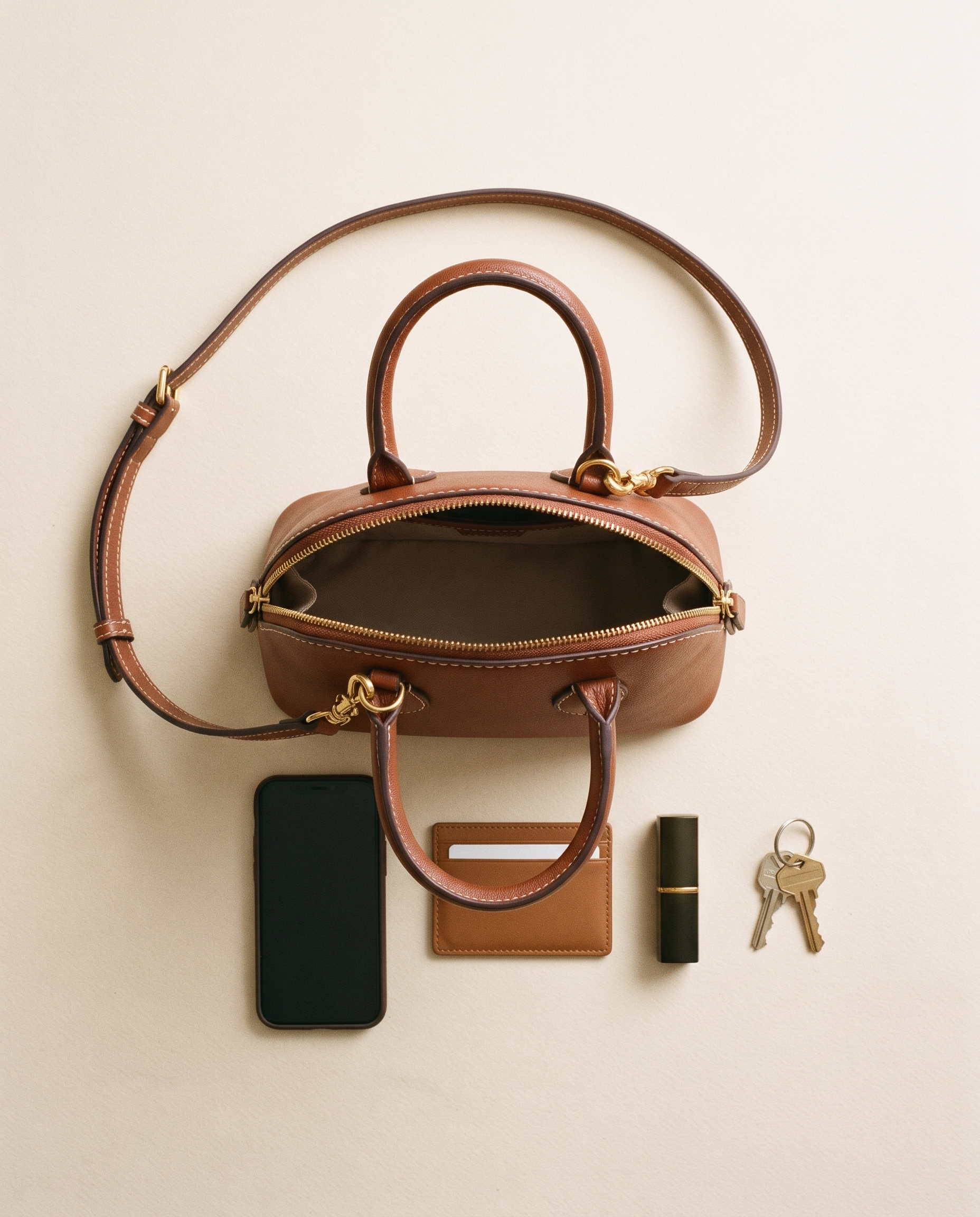 Sac FLAVIE camel, ce que le sac peut contenir