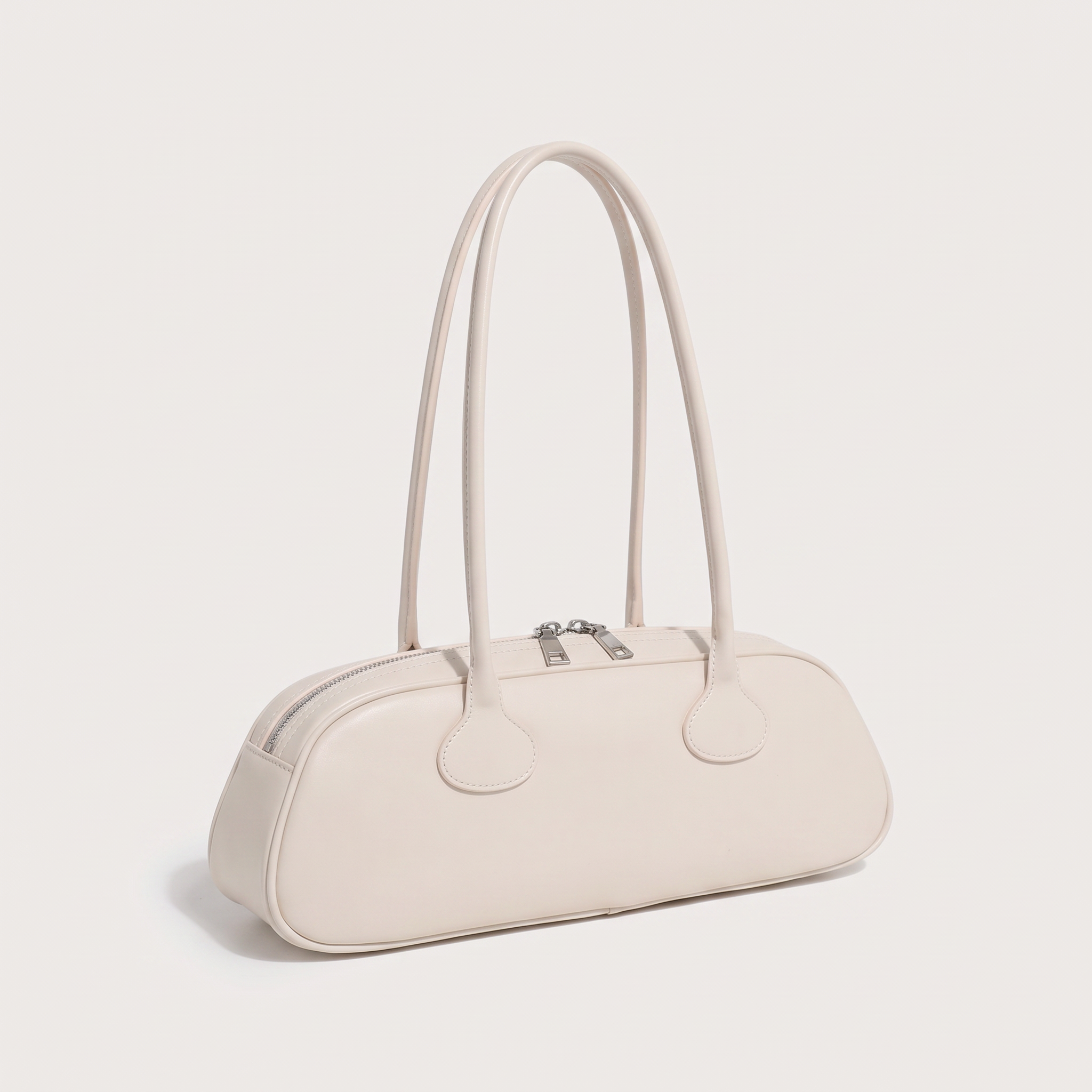 Sac baguette GRETA crème, vue de trois-quarts