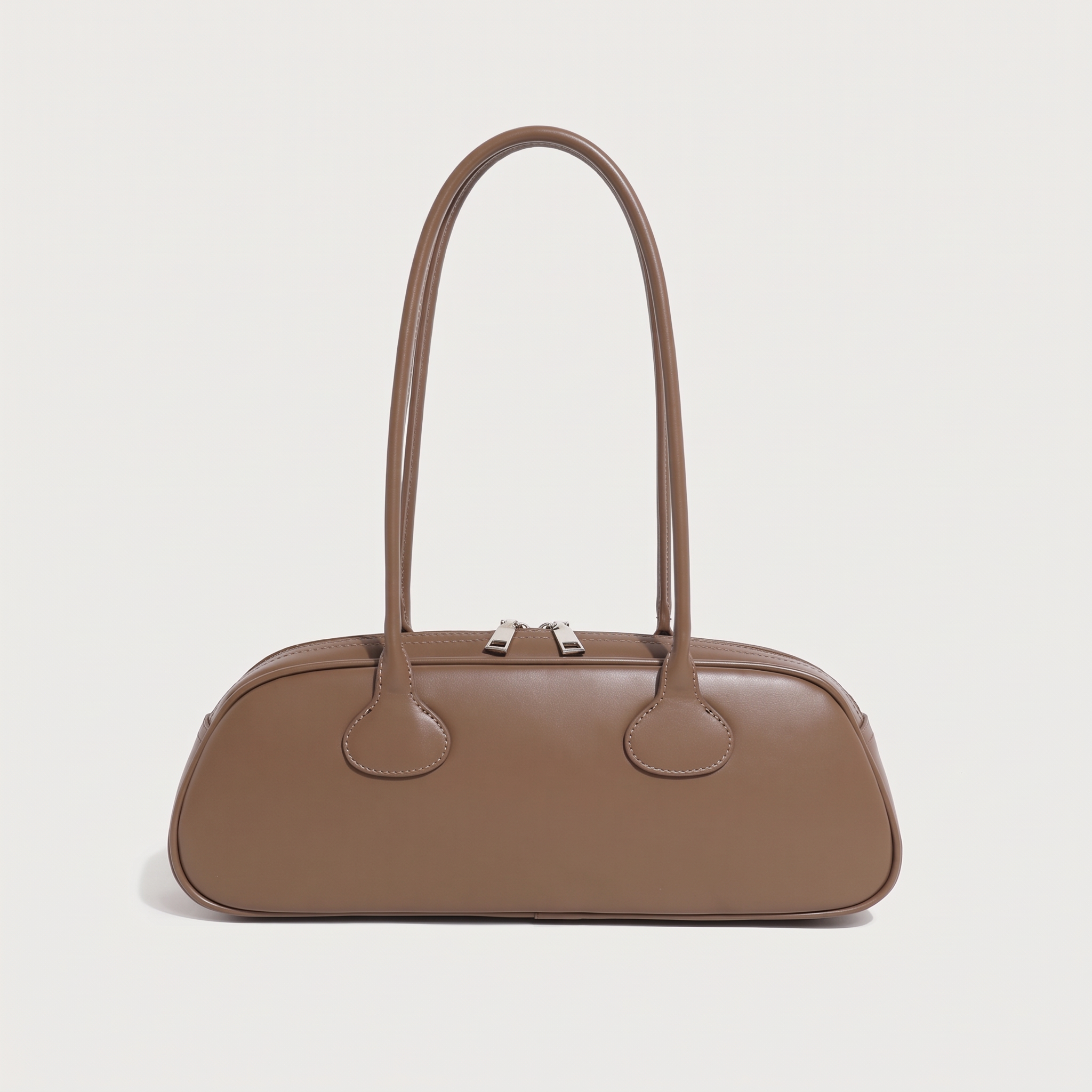 Sac baguette GRETA taupe, vue de face