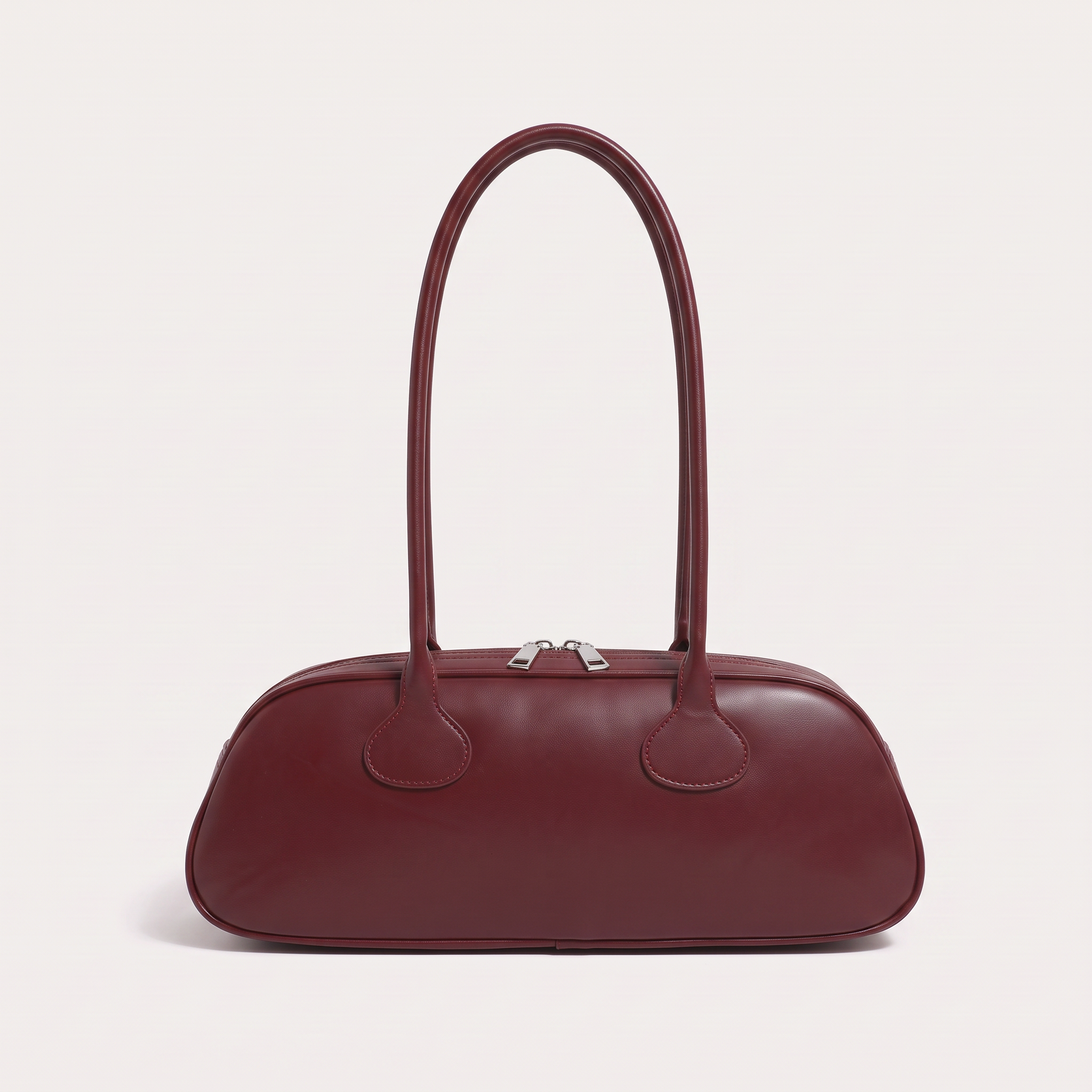 Sac baguette GRETA rouge bordeaux, vue de face