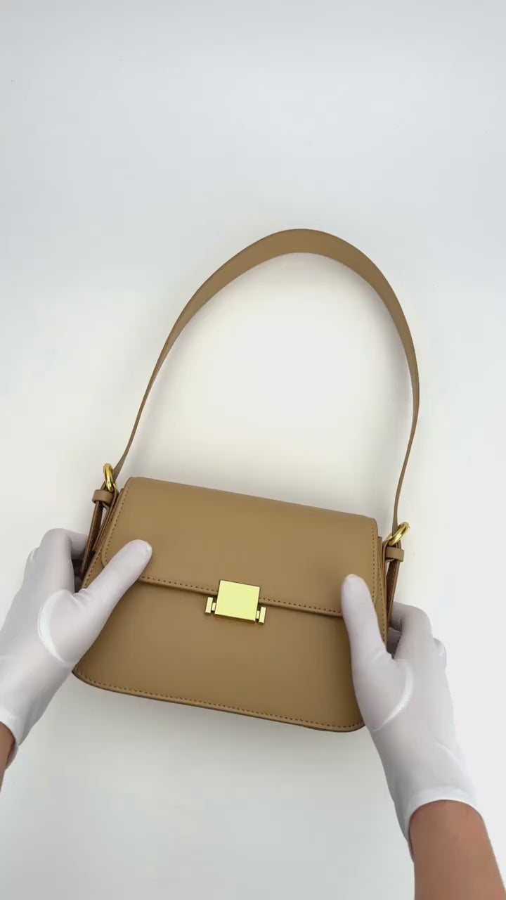Sac ELENA abricot – vidéo intérieur et fermoir