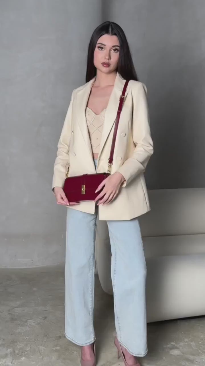 Sac LADY rouge bordeaux – vidéo portée blazer