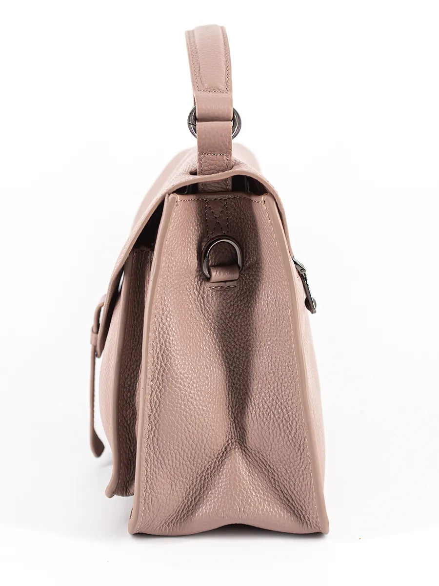BEYA – Sac cartable en cuir de vachette, vue de profil – YUMIKA