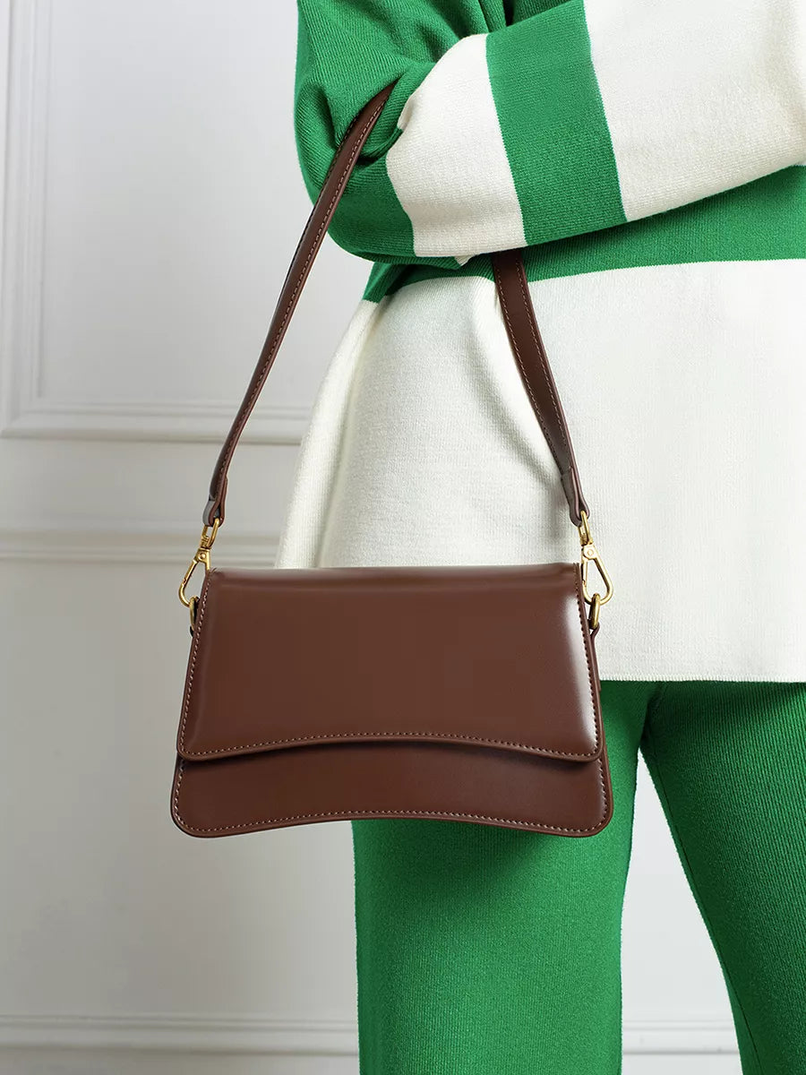 LADY'S – Sac à rabat rétro en cuir, coloris marron (vue 16) – YUMIKA