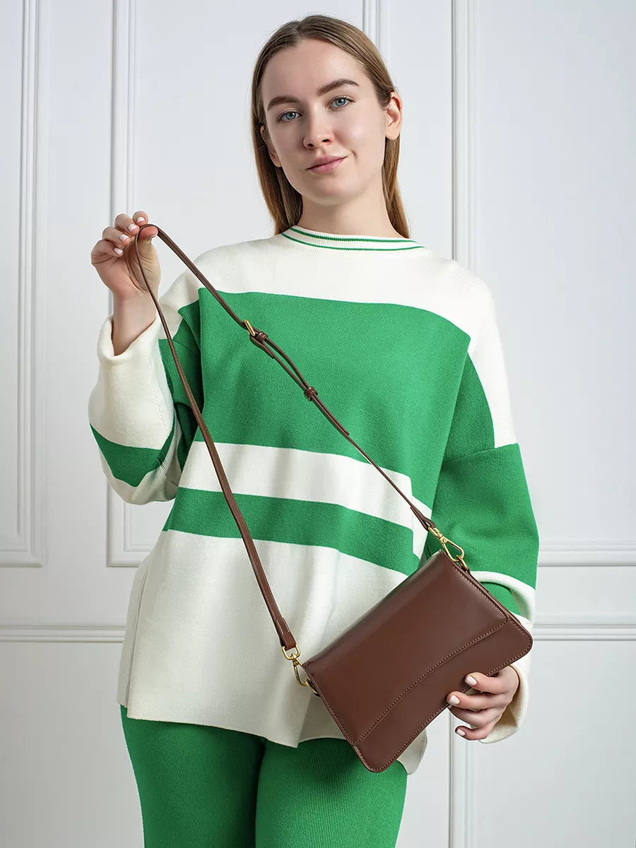 LADY'S – Sac à rabat rétro en cuir, coloris marron (vue 15) – YUMIKA