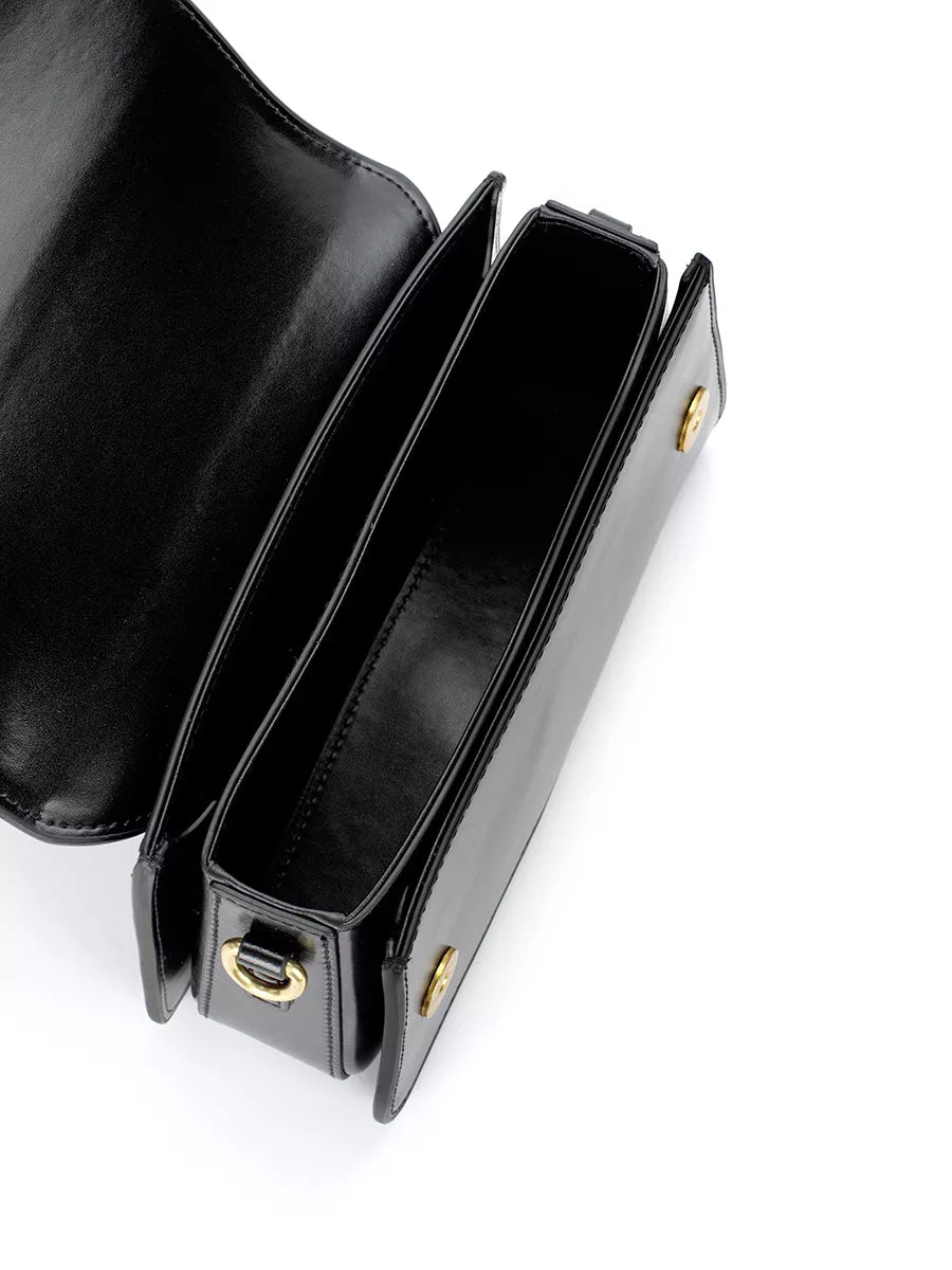 LADY'S – Sac à rabat rétro en cuir, coloris noir (vue 6) – YUMIKA