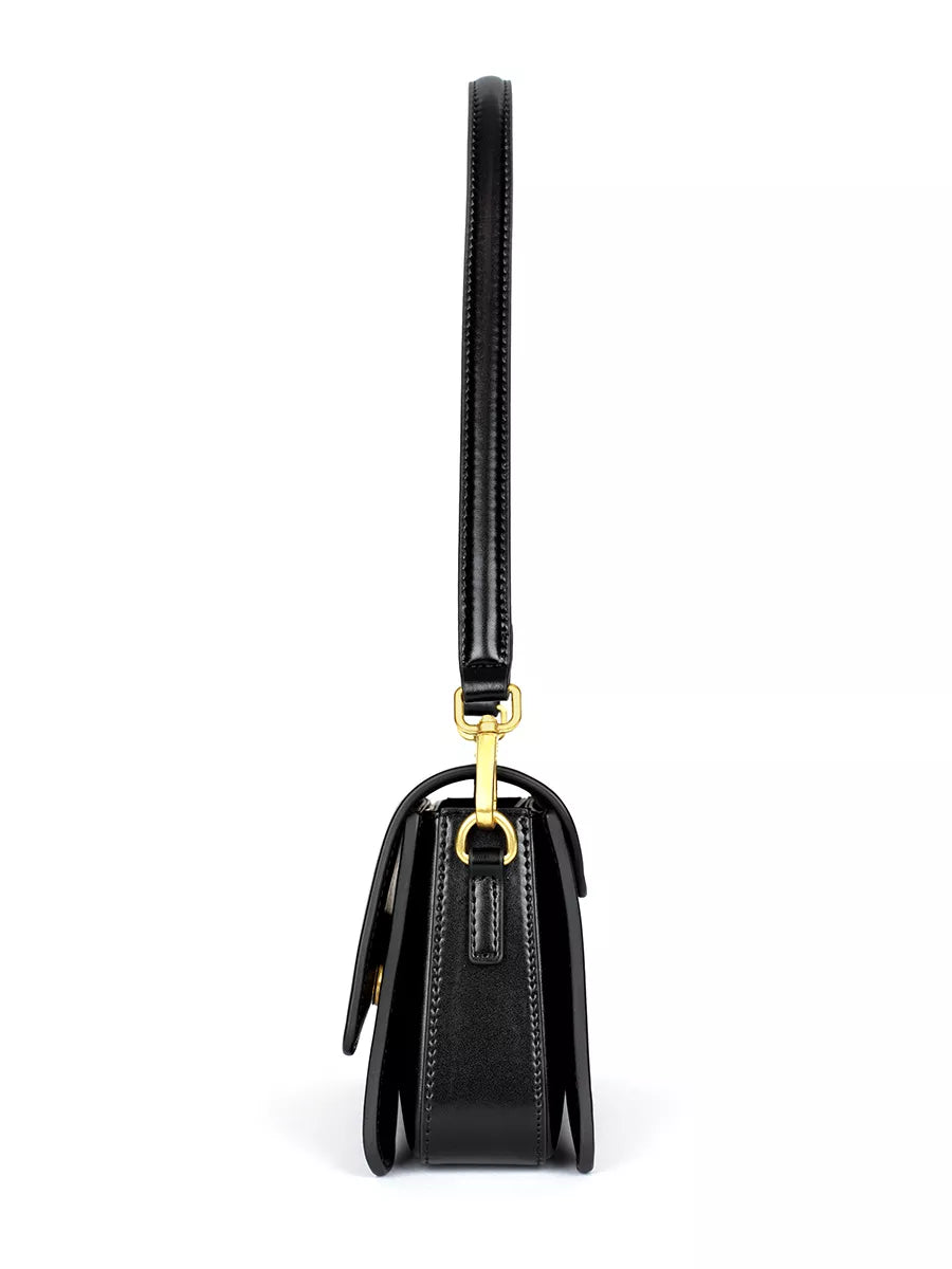 LADY'S – Sac à rabat rétro en cuir, coloris noir (vue 7) – YUMIKA